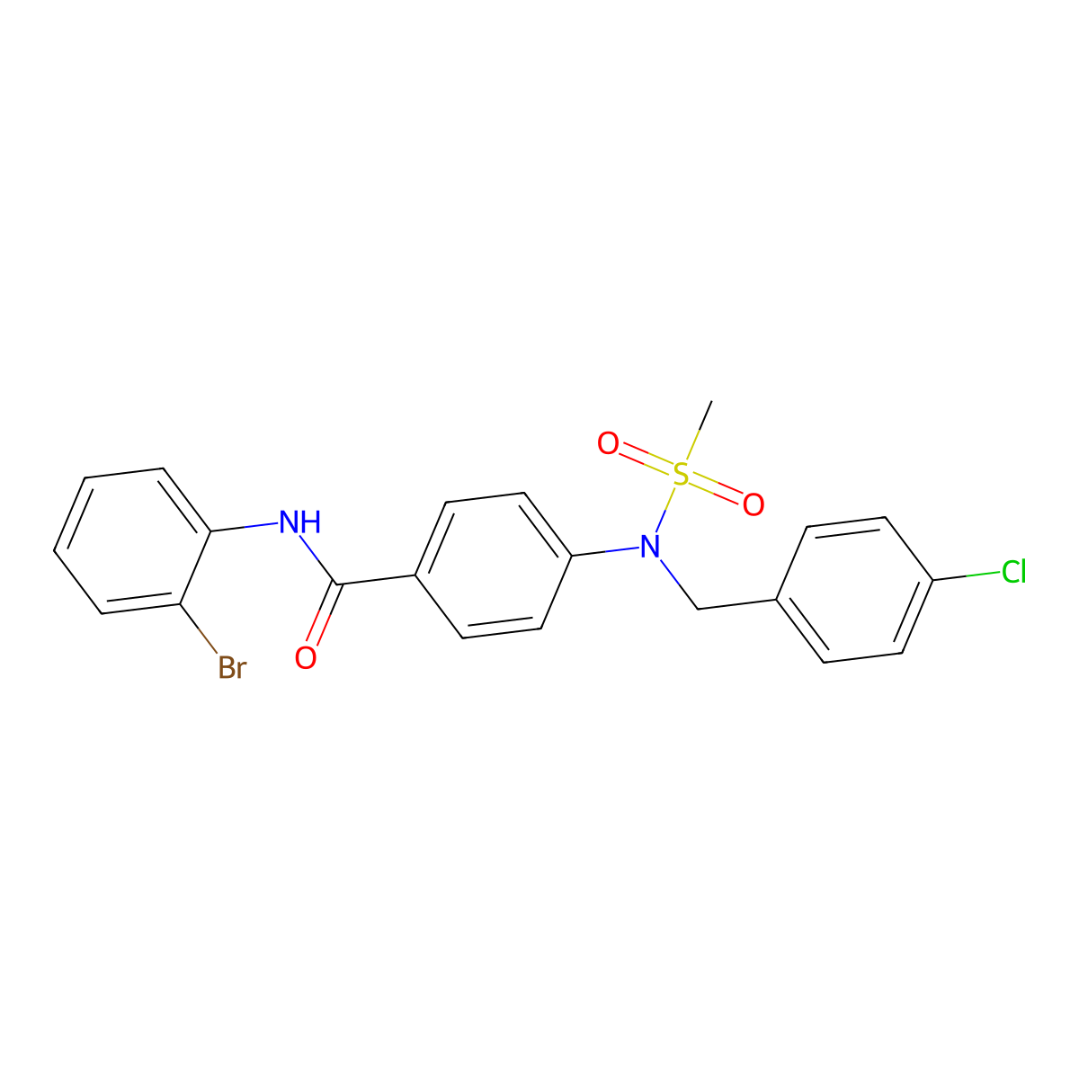 N-(2-bromophenyl)-4-[(4-chlorophenyl)methyl-methylsulfonylamino]benzamide molecular structure, CAS 425608-68-0