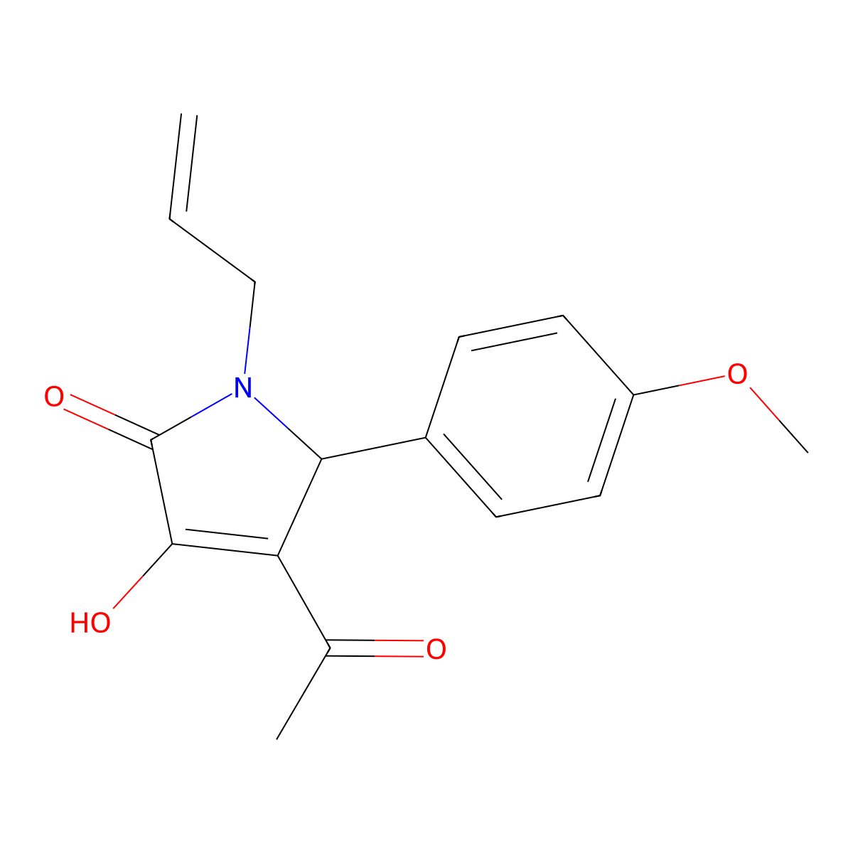 3-acetyl-4-hydroxy-2-(4-methoxyphenyl)-1-prop-2-enyl-2H-pyrrol-5-one molecular structure, CAS 425608-69-1