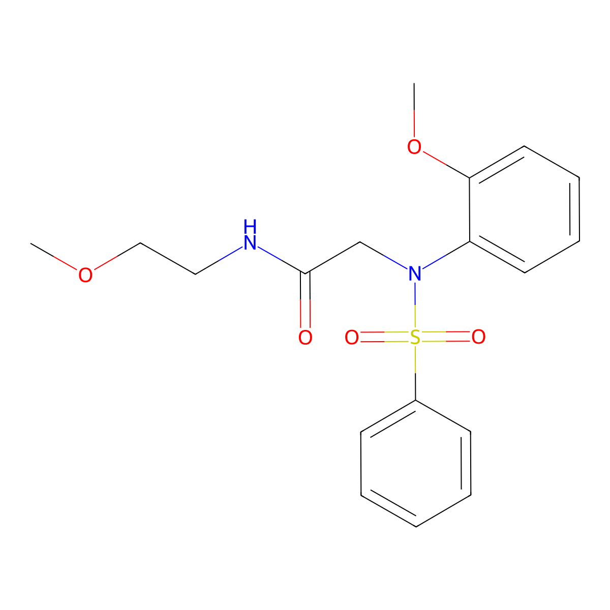 N-(2-methoxyethyl)-2-[(2-methoxyphenyl)(phenylsulfonyl)amino]acetamide molecular structure, CAS 425608-87-3