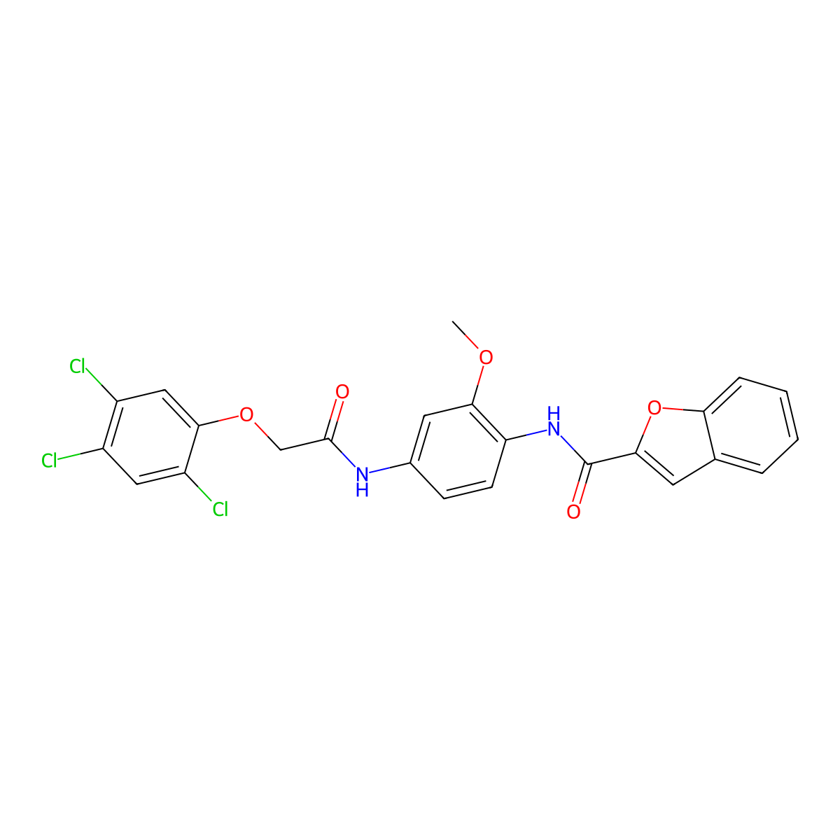 N-[2-methoxy-4-[[2-(2,4,5-trichlorophenoxy)acetyl]amino]phenyl]-1-benzofuran-2-carboxamide molecular structure, CAS 425608-96-4