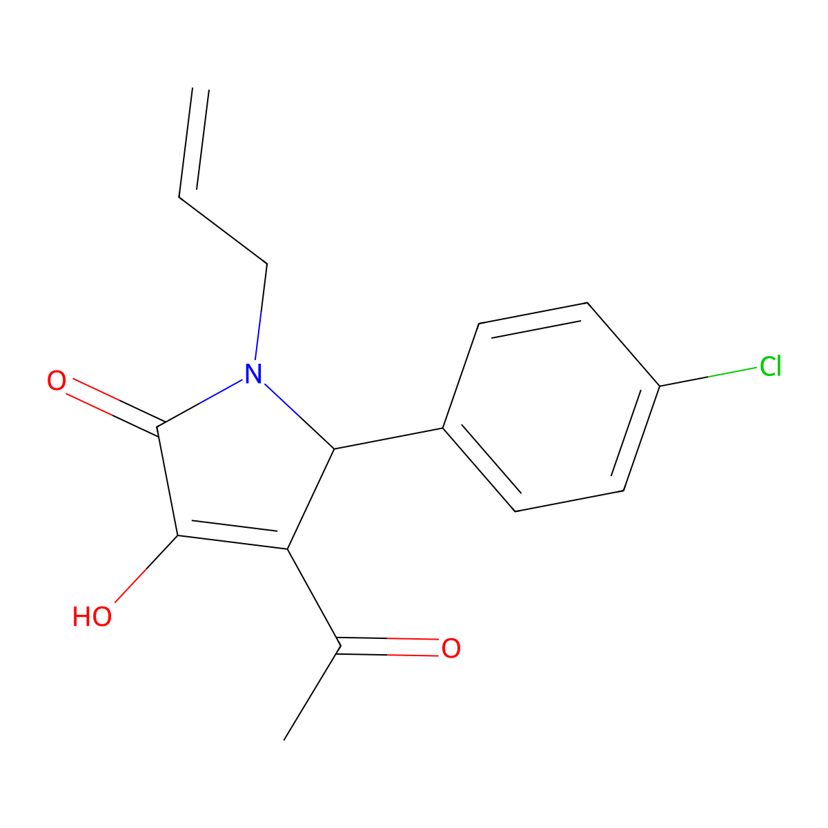 3-acetyl-2-(4-chlorophenyl)-4-hydroxy-1-prop-2-enyl-2H-pyrrol-5-one molecular structure, CAS 425609-01-4