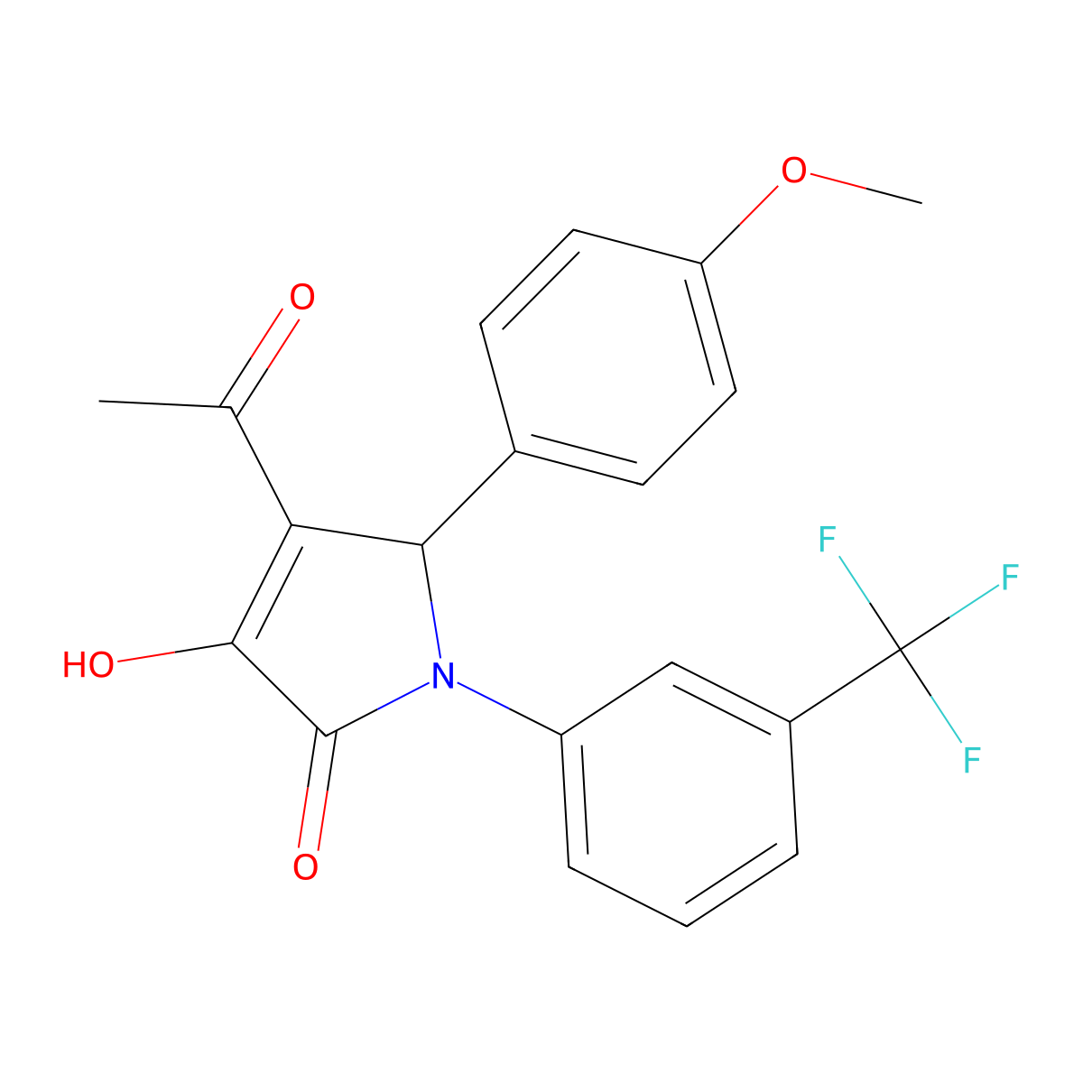 3-acetyl-4-hydroxy-2-(4-methoxyphenyl)-1-[3-(trifluoromethyl)phenyl]-2H-pyrrol-5-one molecular structure, CAS 425609-42-3