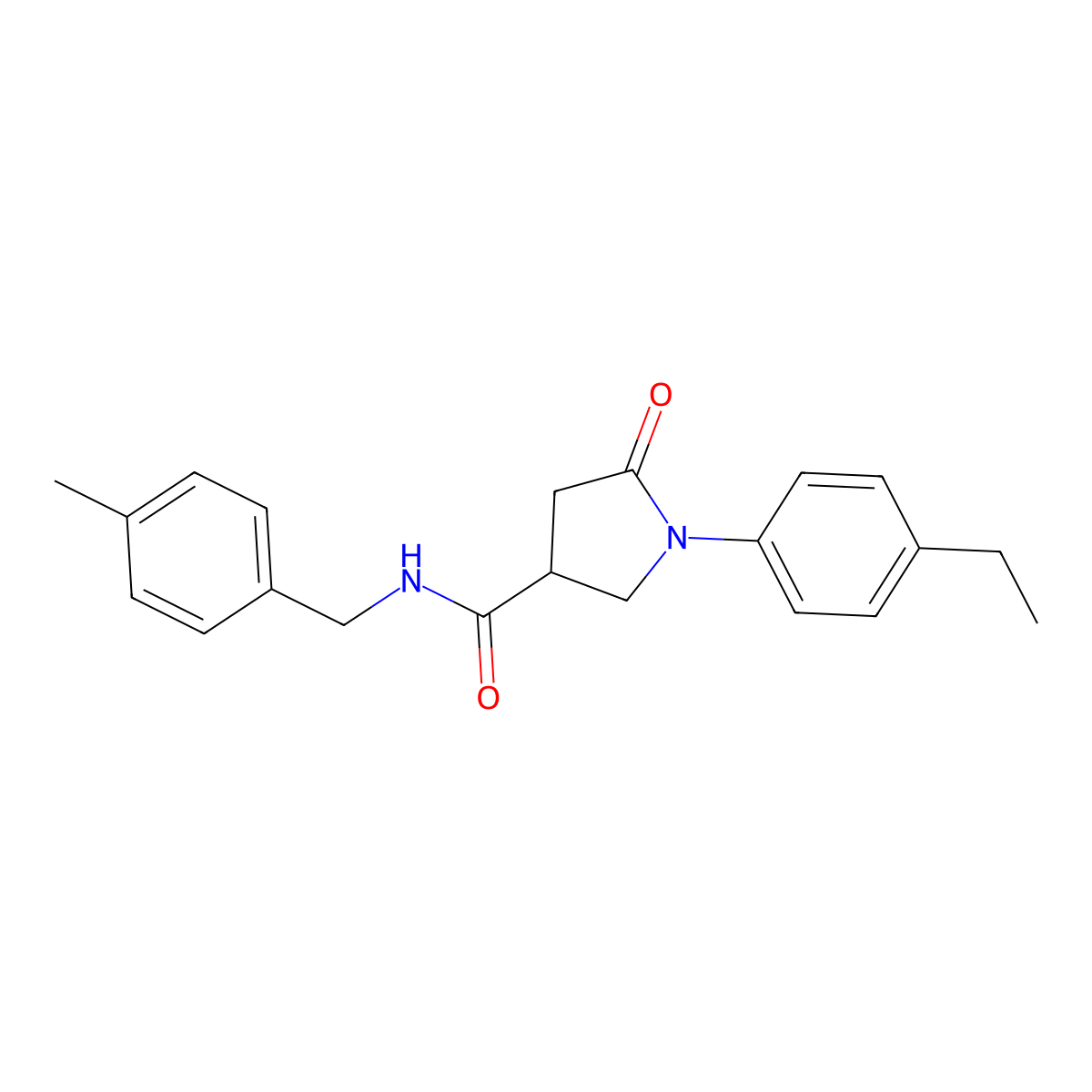 1-(4-ethylphenyl)-N-(4-methylbenzyl)-5-oxopyrrolidine-3-carboxamide molecular structure, CAS 425609-44-5