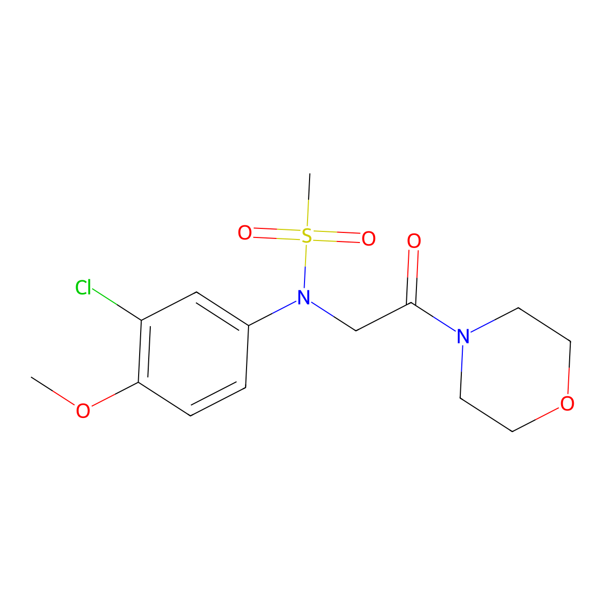 N-(3-chloro-4-methoxyphenyl)-N-(2-morpholin-4-yl-2-oxoethyl)methanesulfonamide molecular structure, CAS 425609-49-0