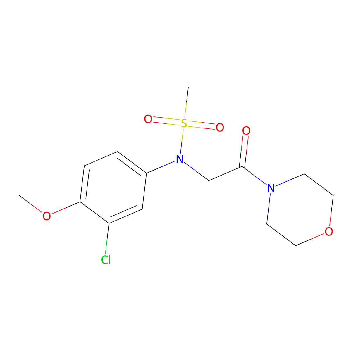 N-(3-chloro-4-methoxyphenyl)-N-(2-morpholin-4-yl-2-oxoethyl)methanesulfonamide molecular structure, CAS 425609-49-0