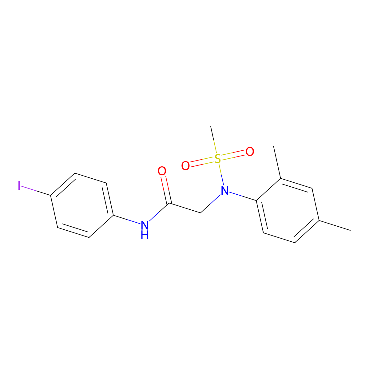 2-(2,4-dimethyl-N-methylsulfonylanilino)-N-(4-iodophenyl)acetamide molecular structure, CAS 425609-75-2