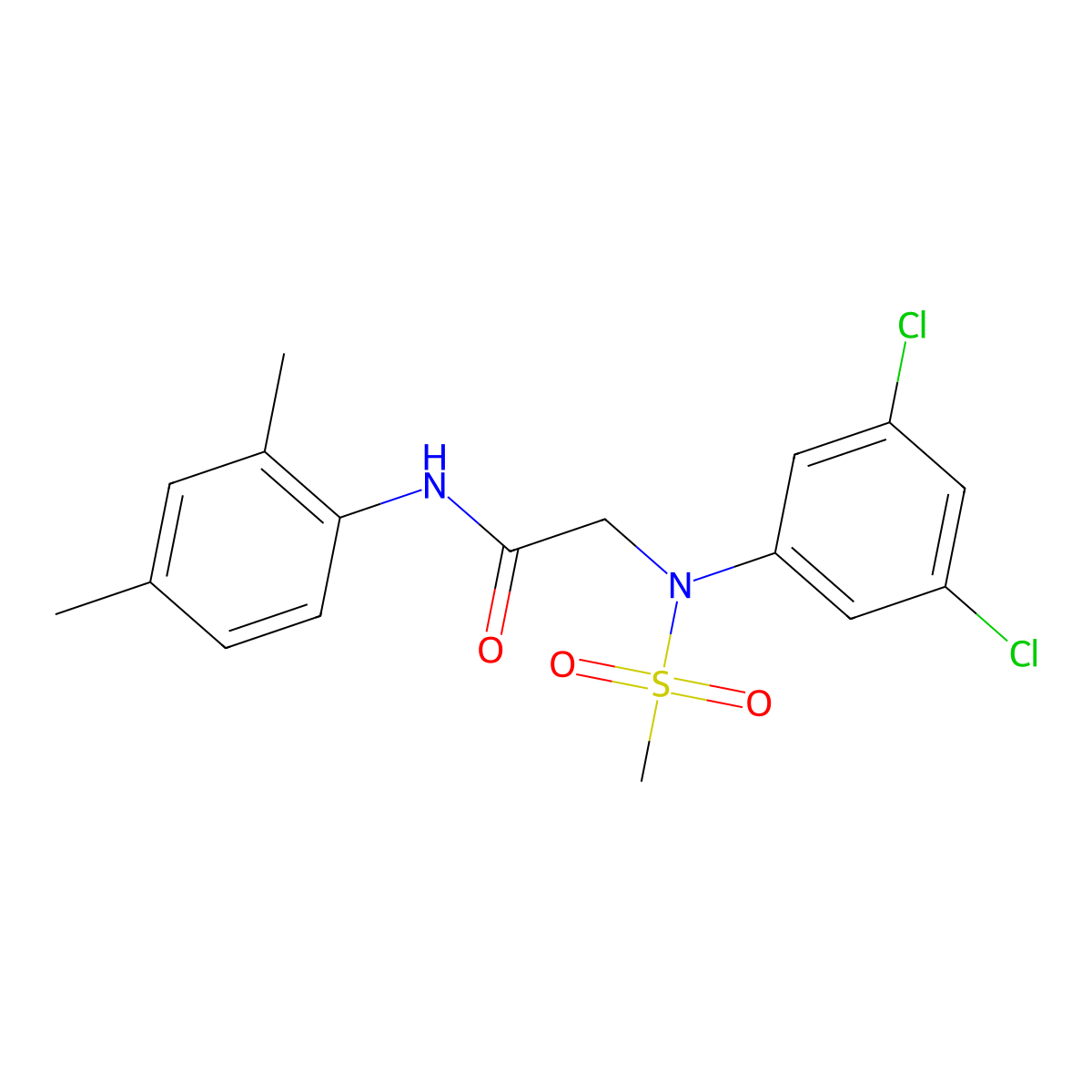 2-(3,5-dichloro-N-methylsulfonylanilino)-N-(2,4-dimethylphenyl)acetamide molecular structure, CAS 425609-98-9