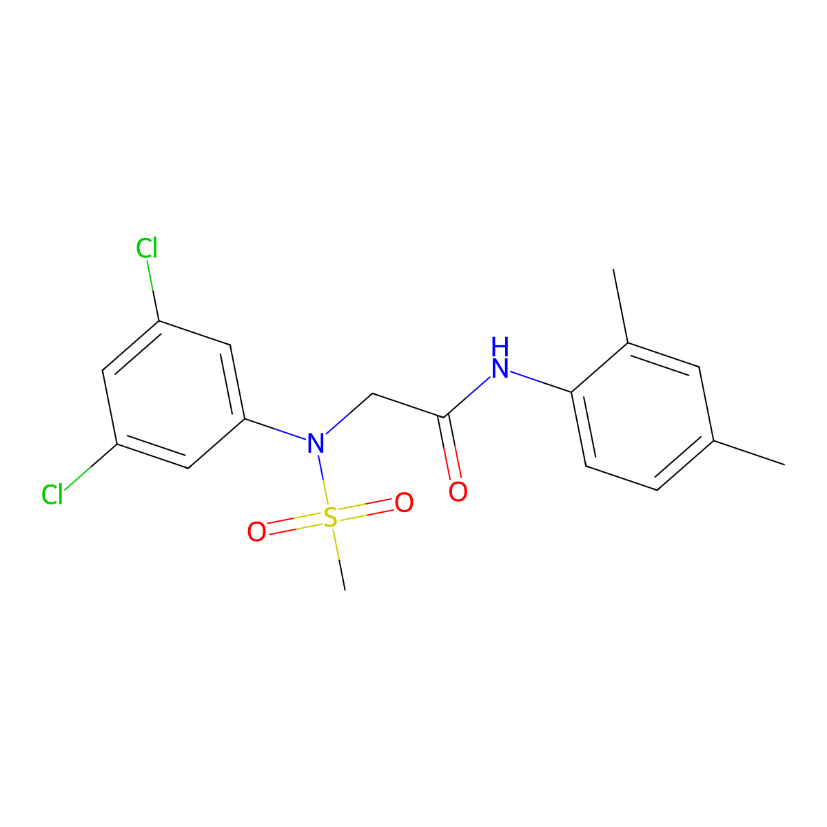 2-(3,5-dichloro-N-methylsulfonylanilino)-N-(2,4-dimethylphenyl)acetamide molecular structure, CAS 425609-98-9