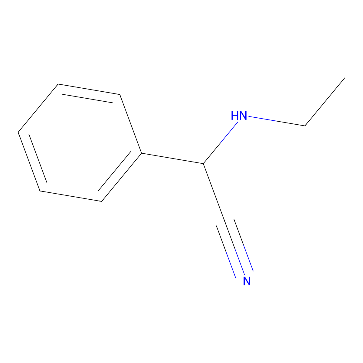 2-(Ethylamino)-2-phenyl-acetonitrile molecular structure, CAS 42561-76-2