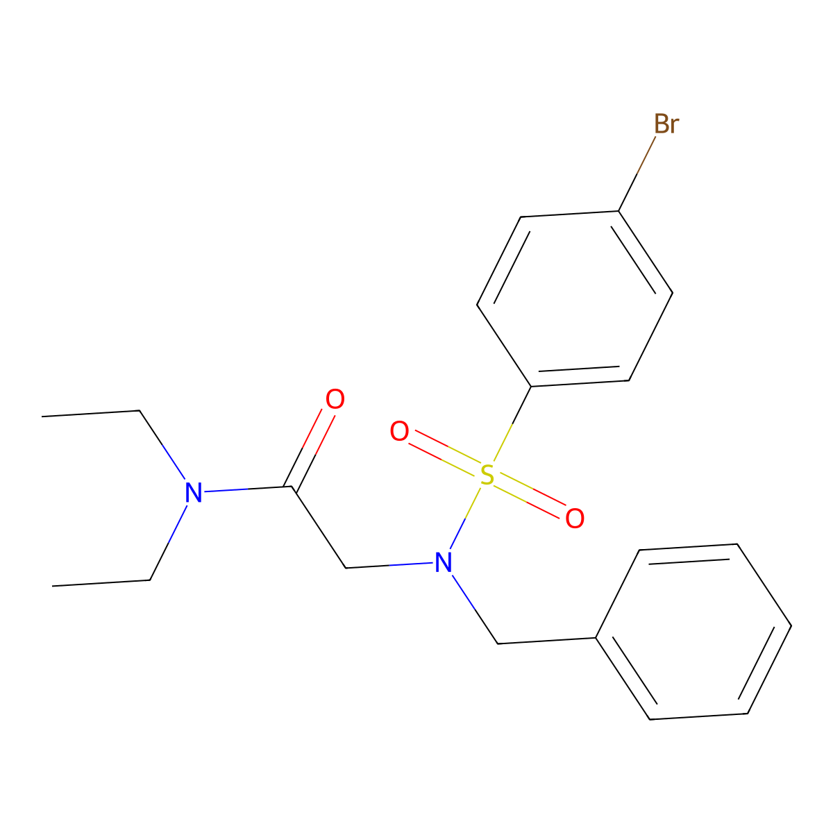 2-[benzyl-(4-bromophenyl)sulfonylamino]-N,N-diethylacetamide molecular structure, CAS 425610-14-6