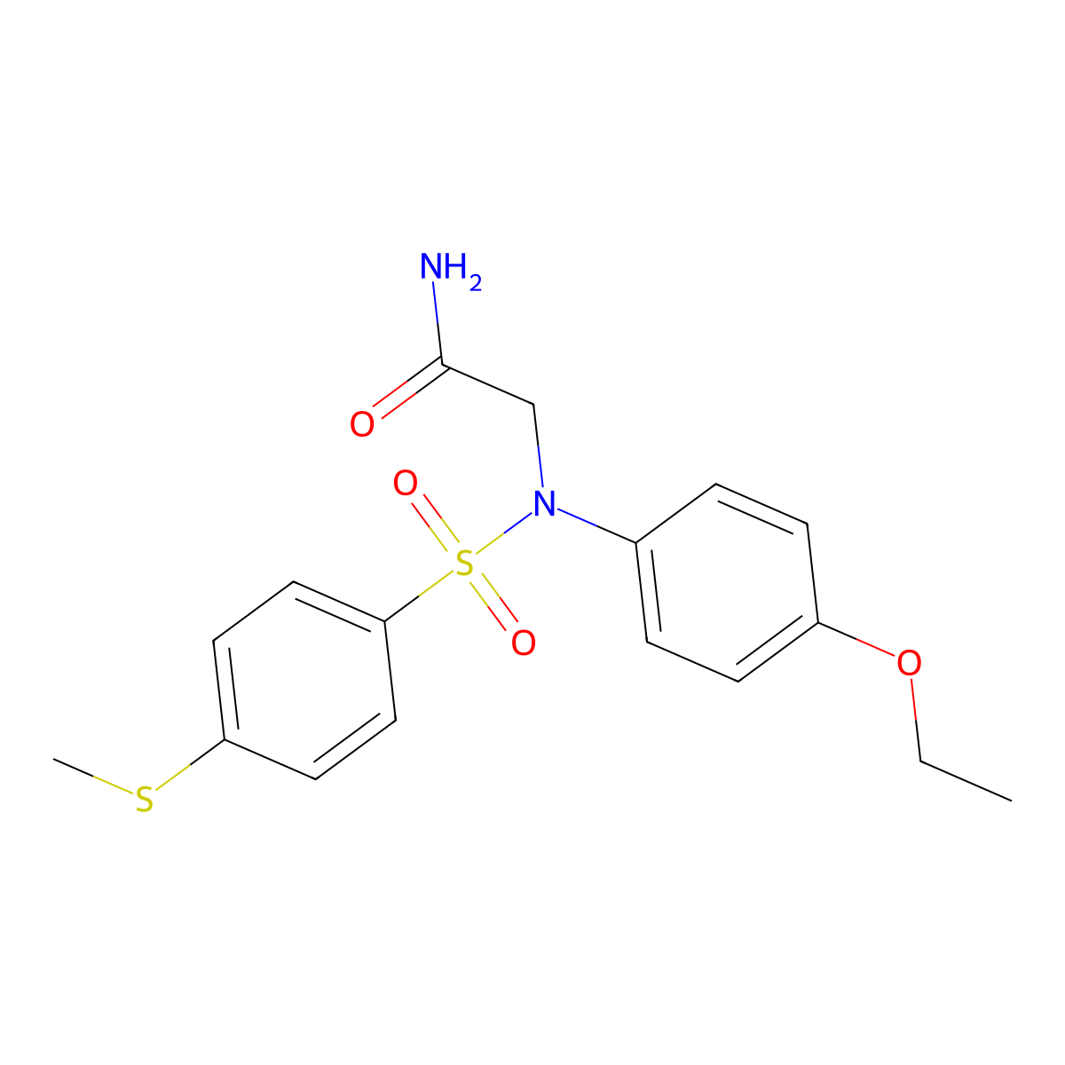 2-(4-ethoxy-N-(4-methylsulfanylphenyl)sulfonylanilino)acetamide molecular structure, CAS 425610-23-7
