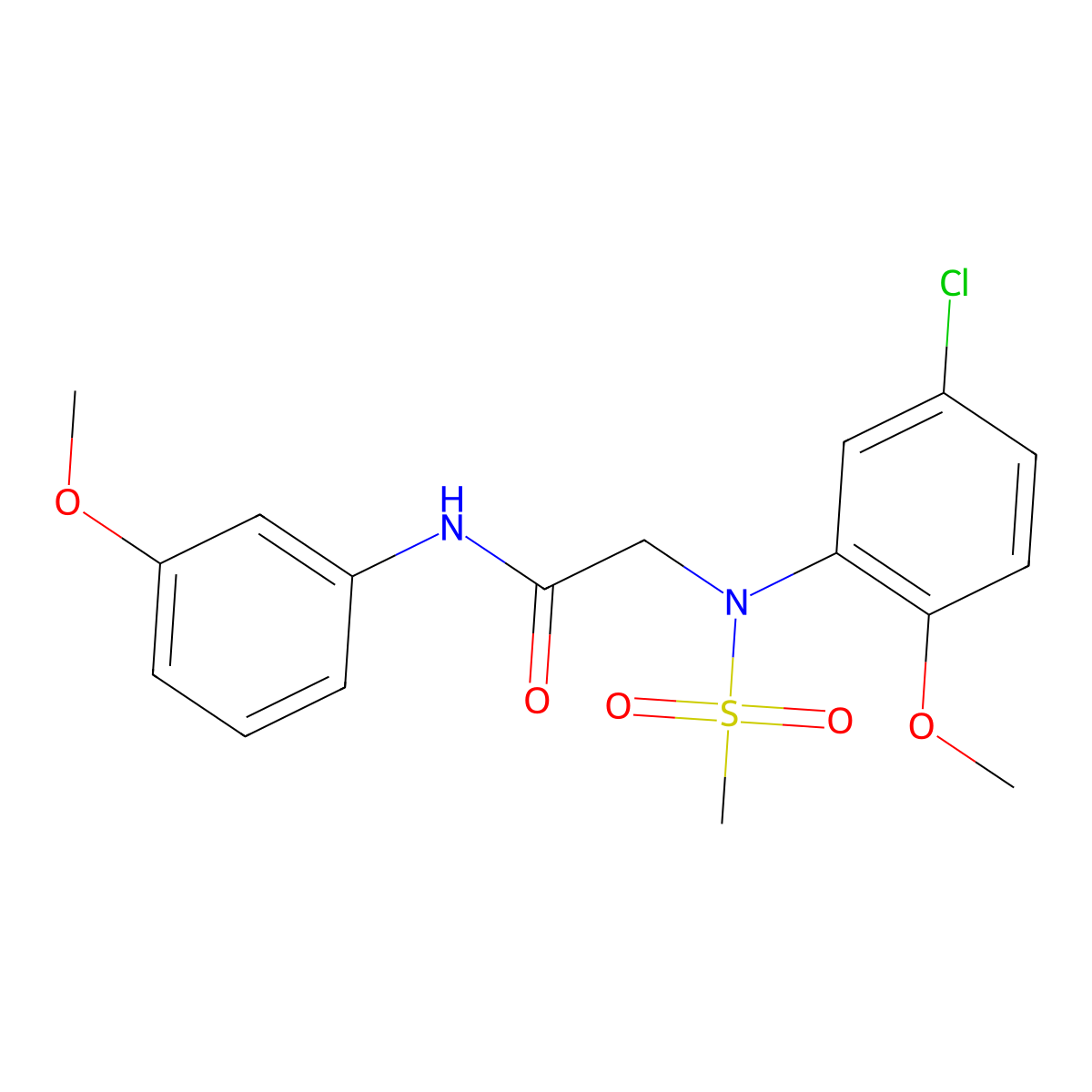 2-(5-chloro-2-methoxy-N-methylsulfonylanilino)-N-(3-methoxyphenyl)acetamide molecular structure, CAS 425610-27-1