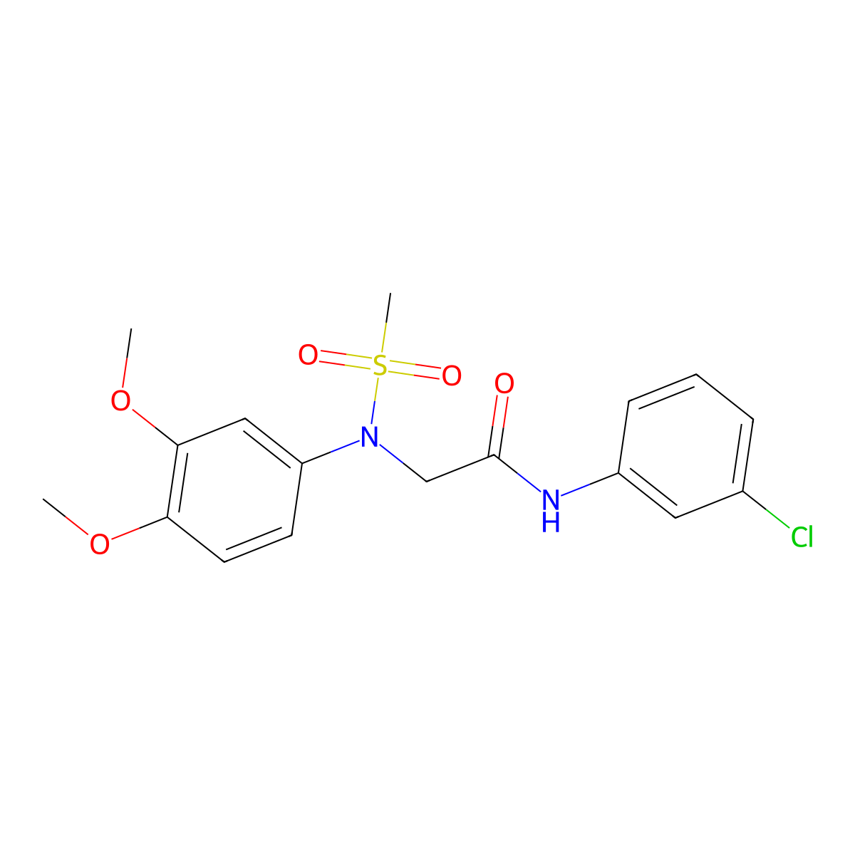 N-(3-chlorophenyl)-2-(3,4-dimethoxy-N-methylsulfonylanilino)acetamide molecular structure, CAS 425610-28-2