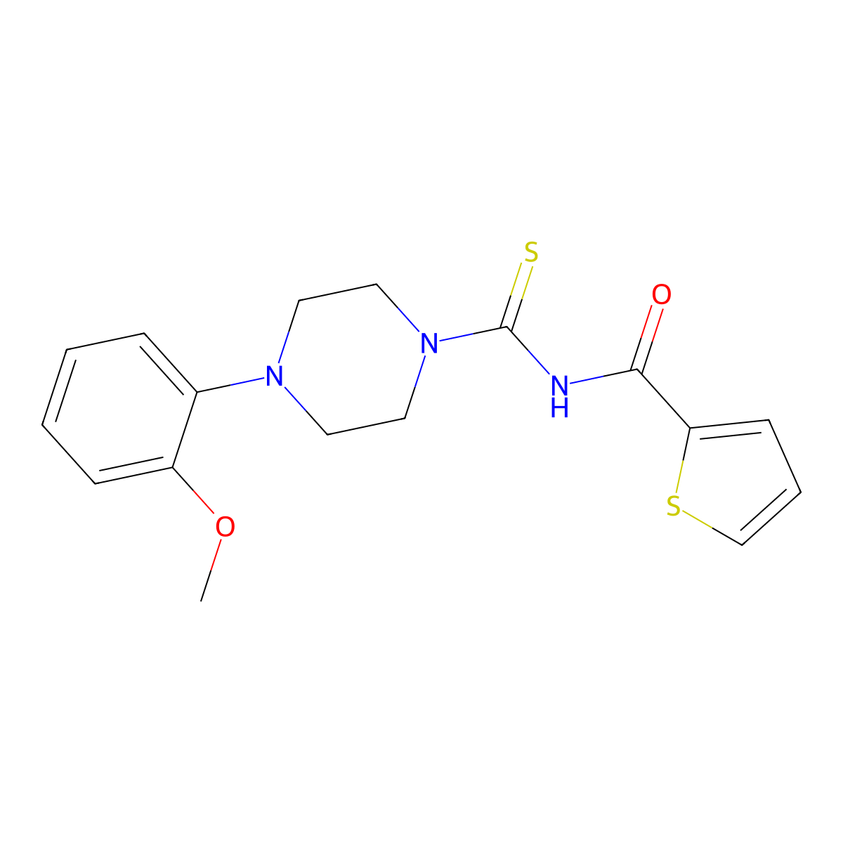 N-[4-(2-methoxyphenyl)piperazine-1-carbothioyl]thiophene-2-carboxamide molecular structure, CAS 425610-30-6