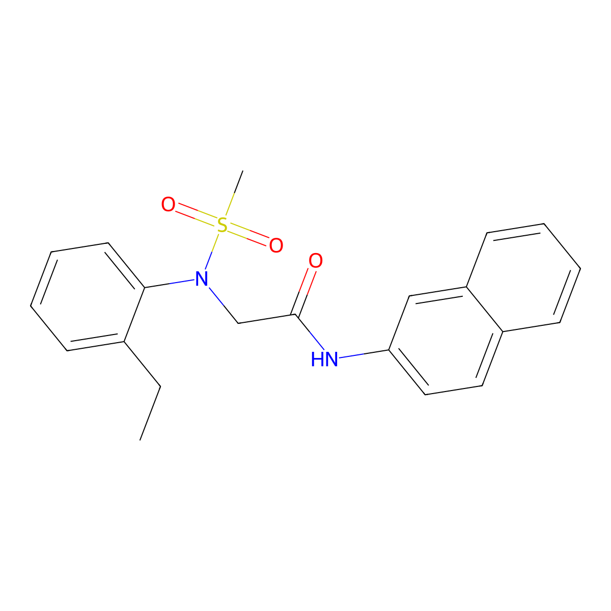2-(2-ethyl-N-methylsulfonylanilino)-N-naphthalen-2-ylacetamide molecular structure, CAS 425610-32-8