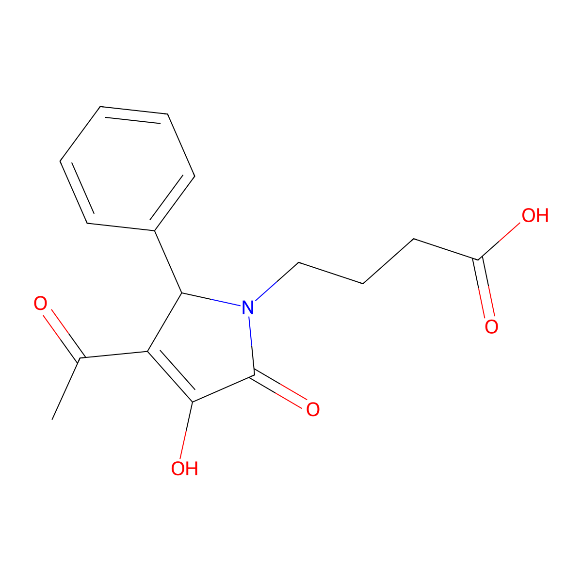 4-(3-acetyl-4-hydroxy-5-oxo-2-phenyl-2,5-dihydro-1H-pyrrol-1-yl)butanoic acid molecular structure, CAS 425610-33-9