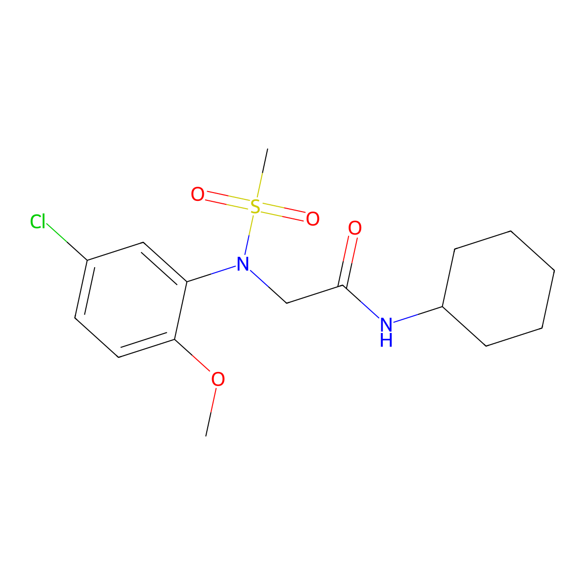 2-[5-chloro-2-methoxy(methylsulfonyl)anilino]-N-cyclohexylacetamide molecular structure, CAS 425610-60-2
