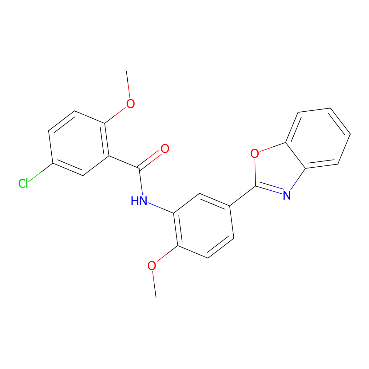 N-[5-(1,3-benzoxazol-2-yl)-2-methoxyphenyl]-5-chloro-2-methoxybenzamide molecular structure, CAS 425610-61-3