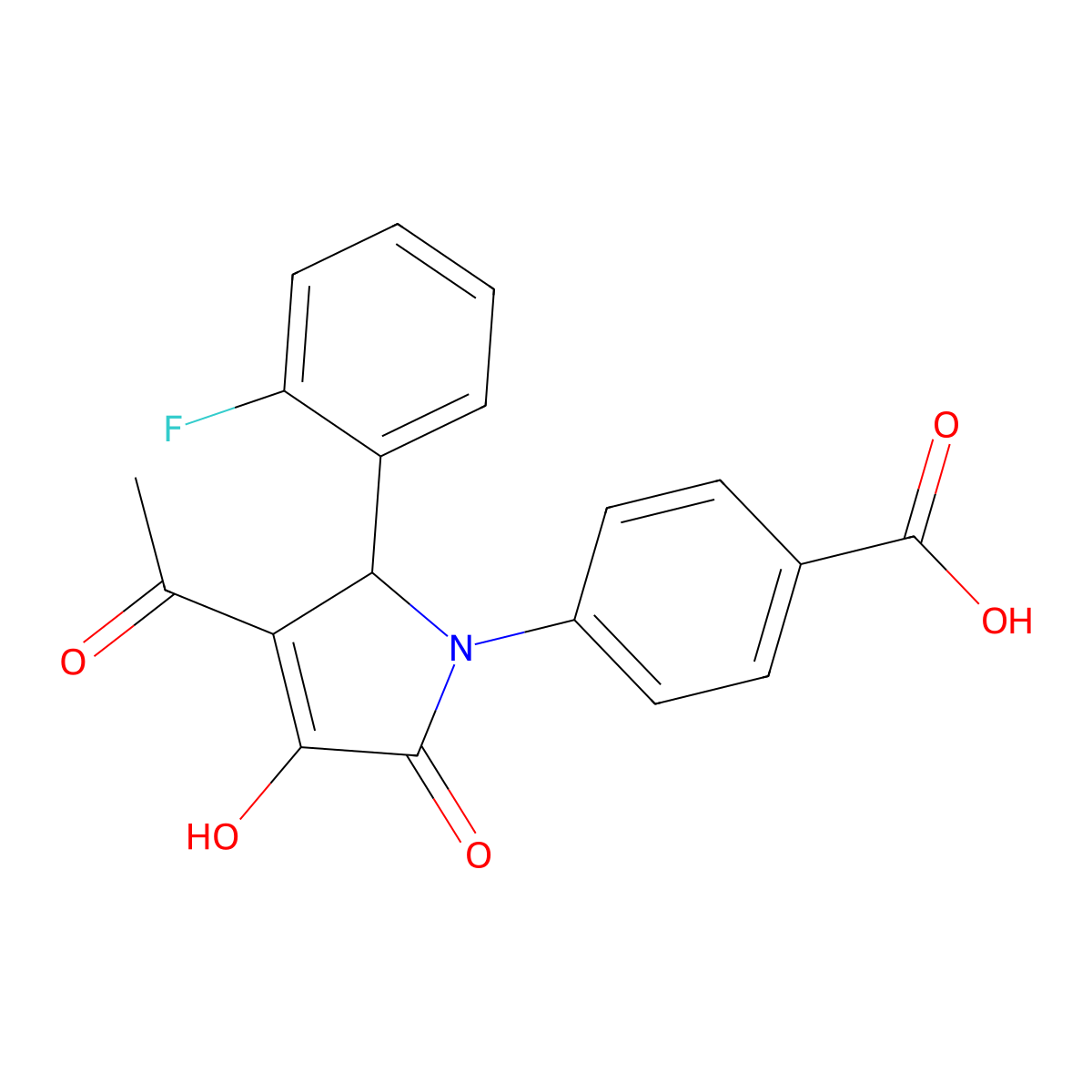 4-[3-acetyl-2-(2-fluorophenyl)-4-hydroxy-5-oxo-2H-pyrrol-1-yl]benzoic Acid molecular structure, CAS 425610-64-6
