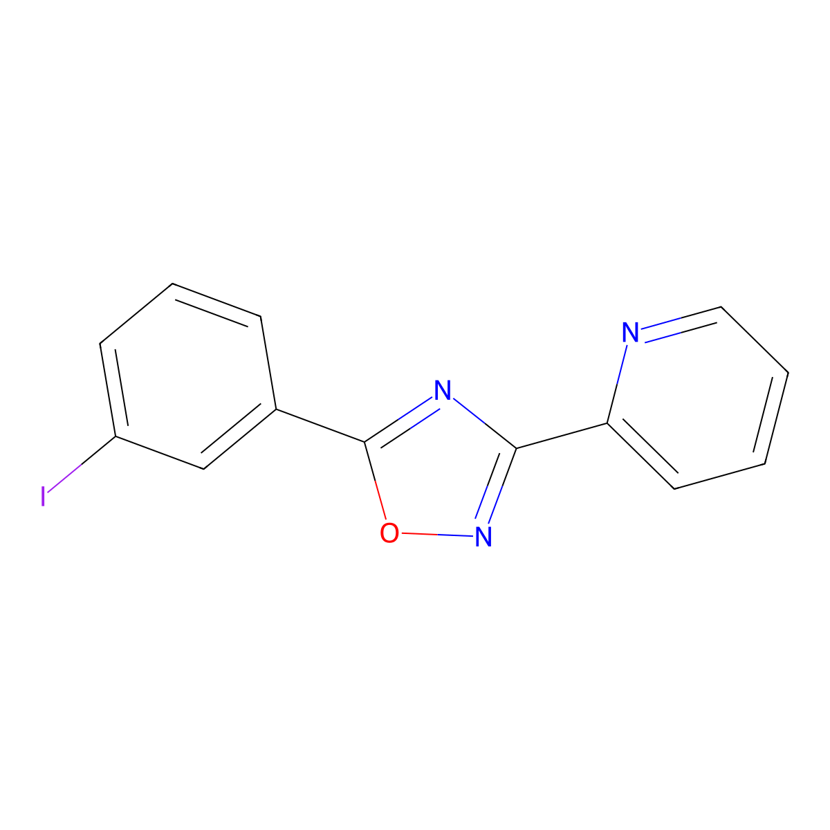 2-[5-(3-Iodophenyl)-1,2,4-oxadiazol-3-yl]pyridine molecular structure, CAS 425610-91-9