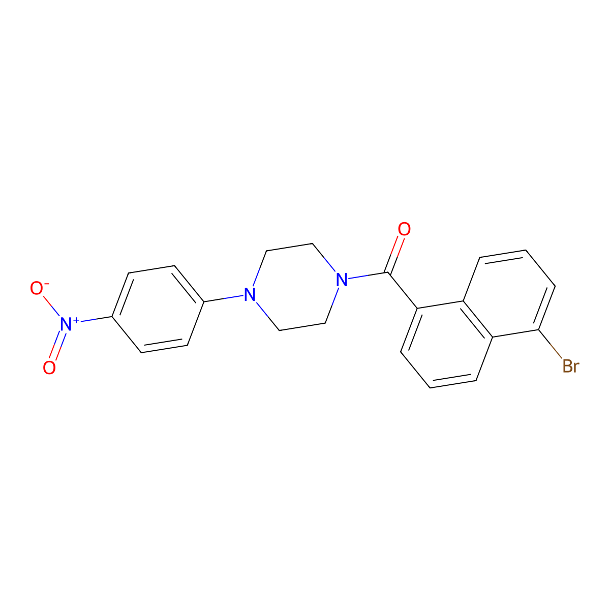 (5-Bromonaphthalen-1-yl)[4-(4-nitrophenyl)piperazin-1-yl]methanone molecular structure, CAS 425610-92-0