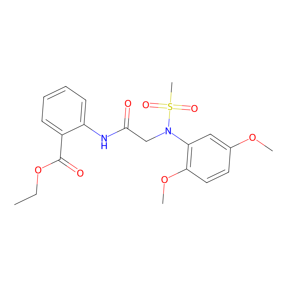 Ethyl 2-({[2,5-dimethoxy(methylsulfonyl)anilino]acetyl}amino)benzoate molecular structure, CAS 425610-93-1