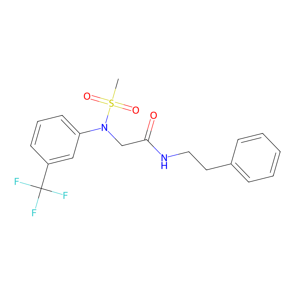 2-[(Methylsulfonyl)[3-(trifluoromethyl)phenyl]amino]-N-(2-phenylethyl)acetamide molecular structure, CAS 425610-96-4