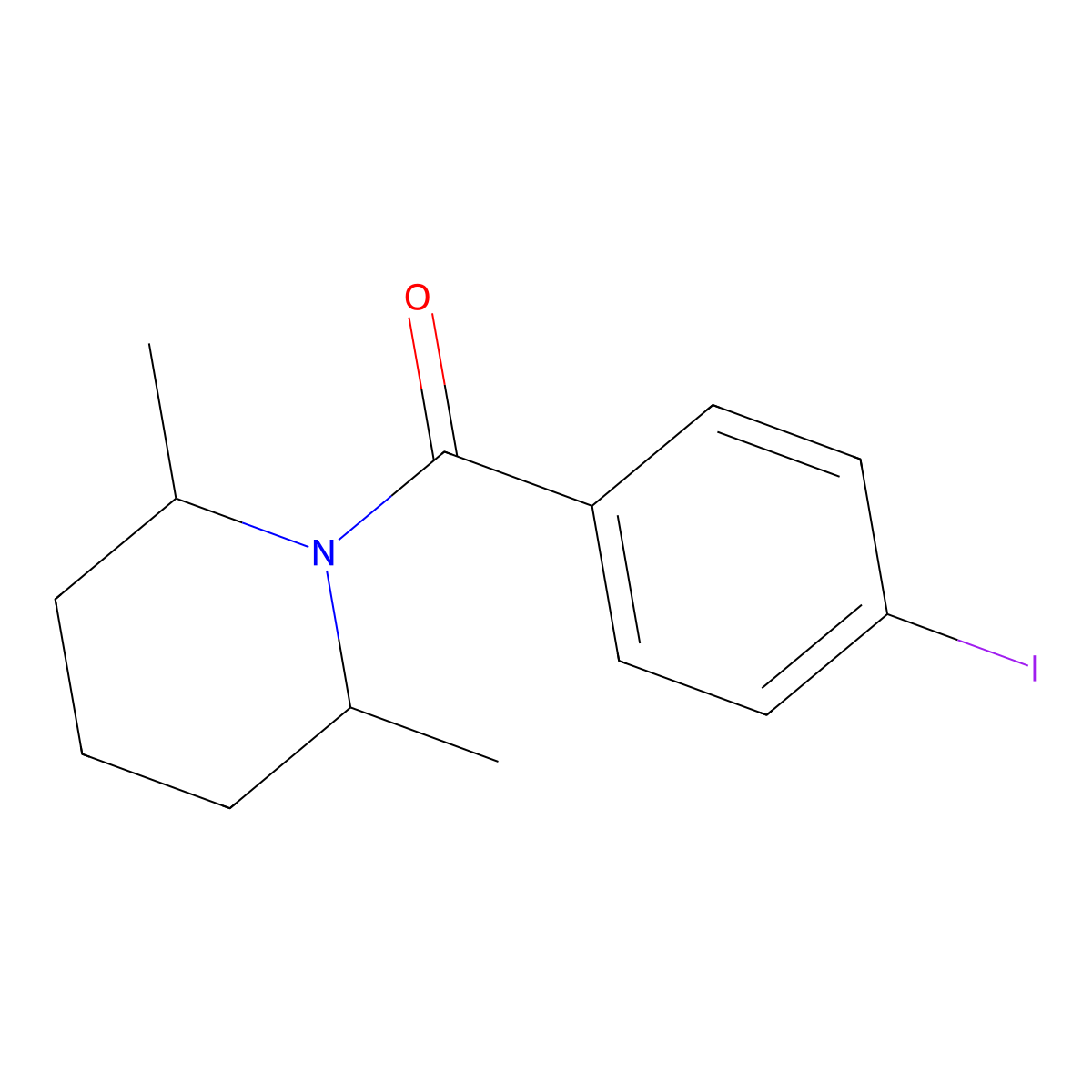 (2,6-Dimethylpiperidin-1-yl)(4-iodophenyl)methanone molecular structure, CAS 425611-15-0