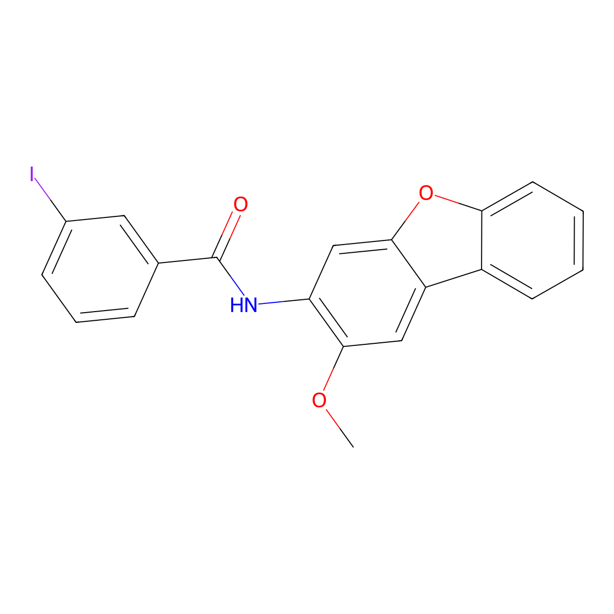 3-iodo-N-(2-methoxydibenzofuran-3-yl)benzamide molecular structure, CAS 425611-89-8