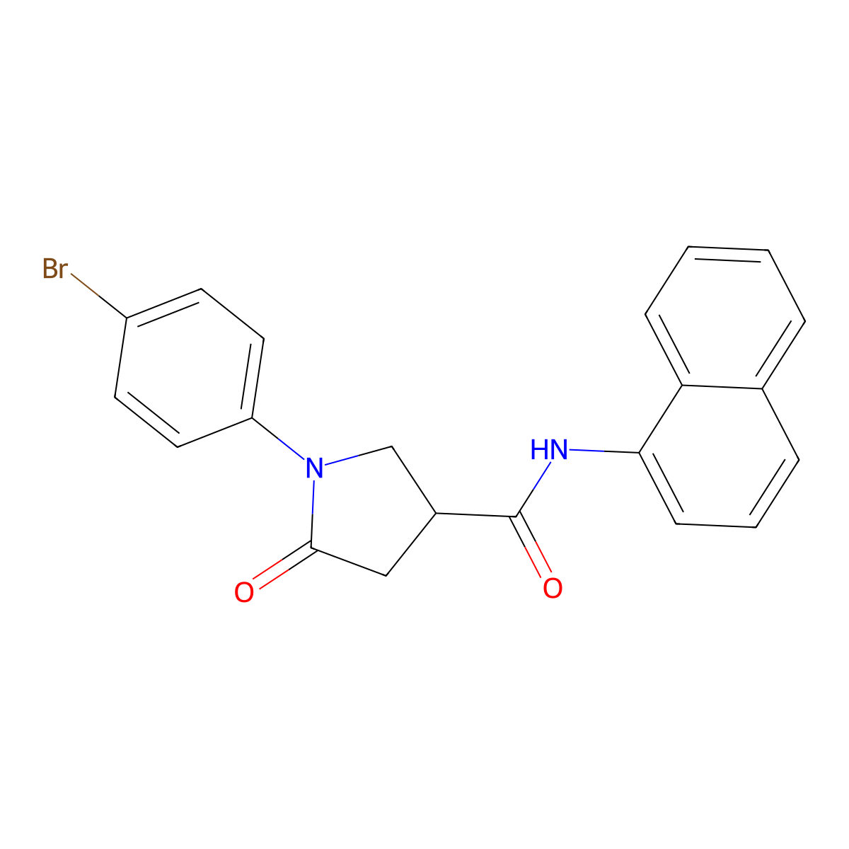 1-(4-bromophenyl)-N-naphthalen-1-yl-5-oxopyrrolidine-3-carboxamide molecular structure, CAS 425611-97-8