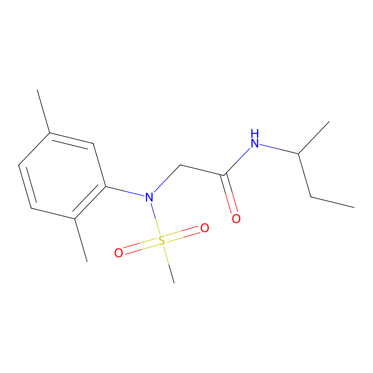 N-butan-2-yl-2-(2,5-dimethyl-N-methylsulfonylanilino)acetamide molecular structure, CAS 425612-51-7