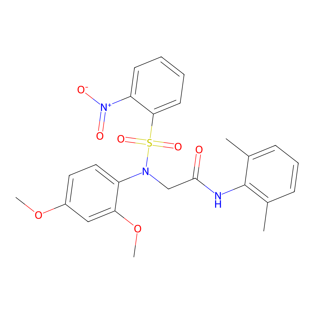 2-(2,4-dimethoxy-N-(2-nitrophenyl)sulfonylanilino)-N-(2,6-dimethylphenyl)acetamide molecular structure, CAS 425612-57-3