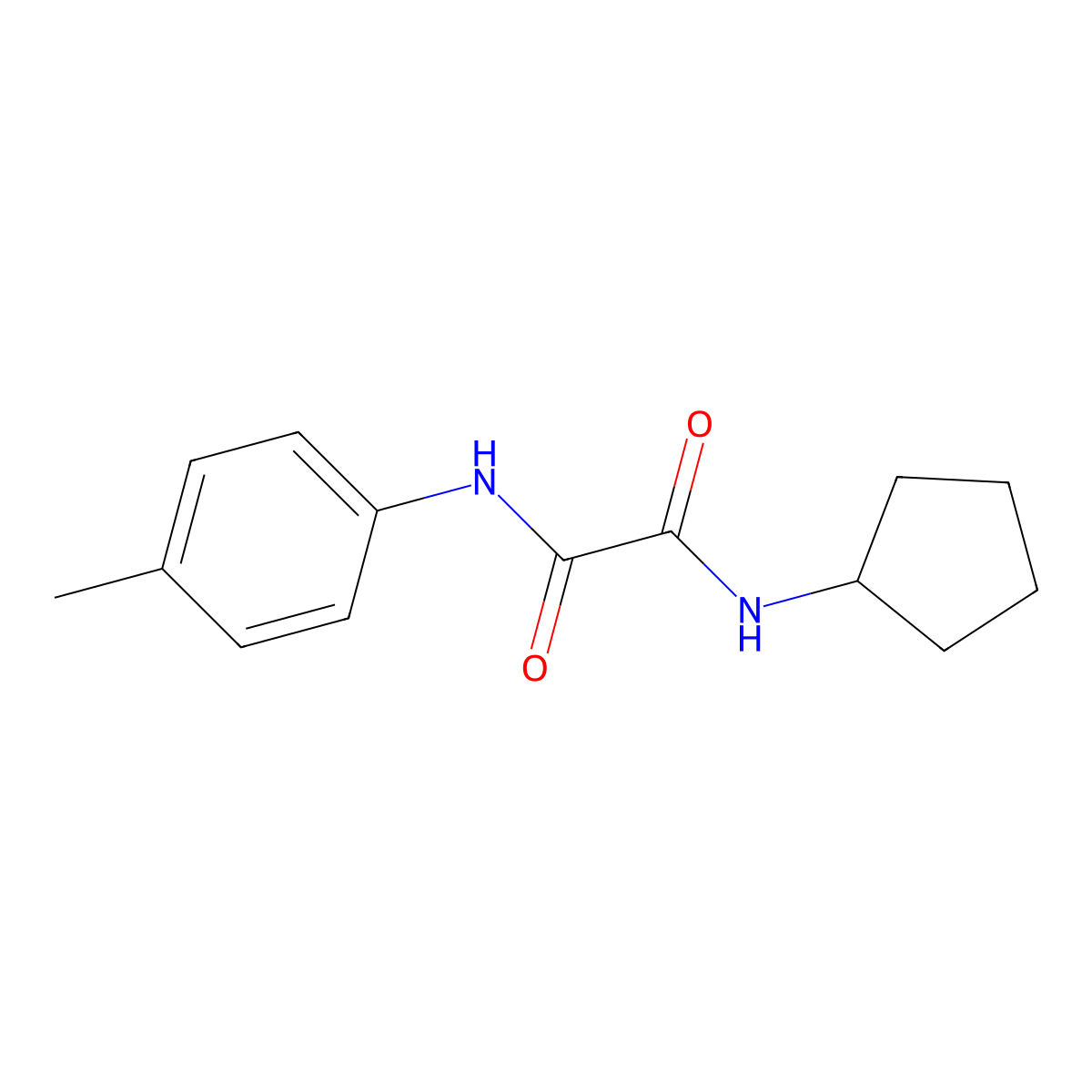 N1-cyclopentyl-N2-(p-tolyl)oxalamide molecular structure, CAS 425612-80-2