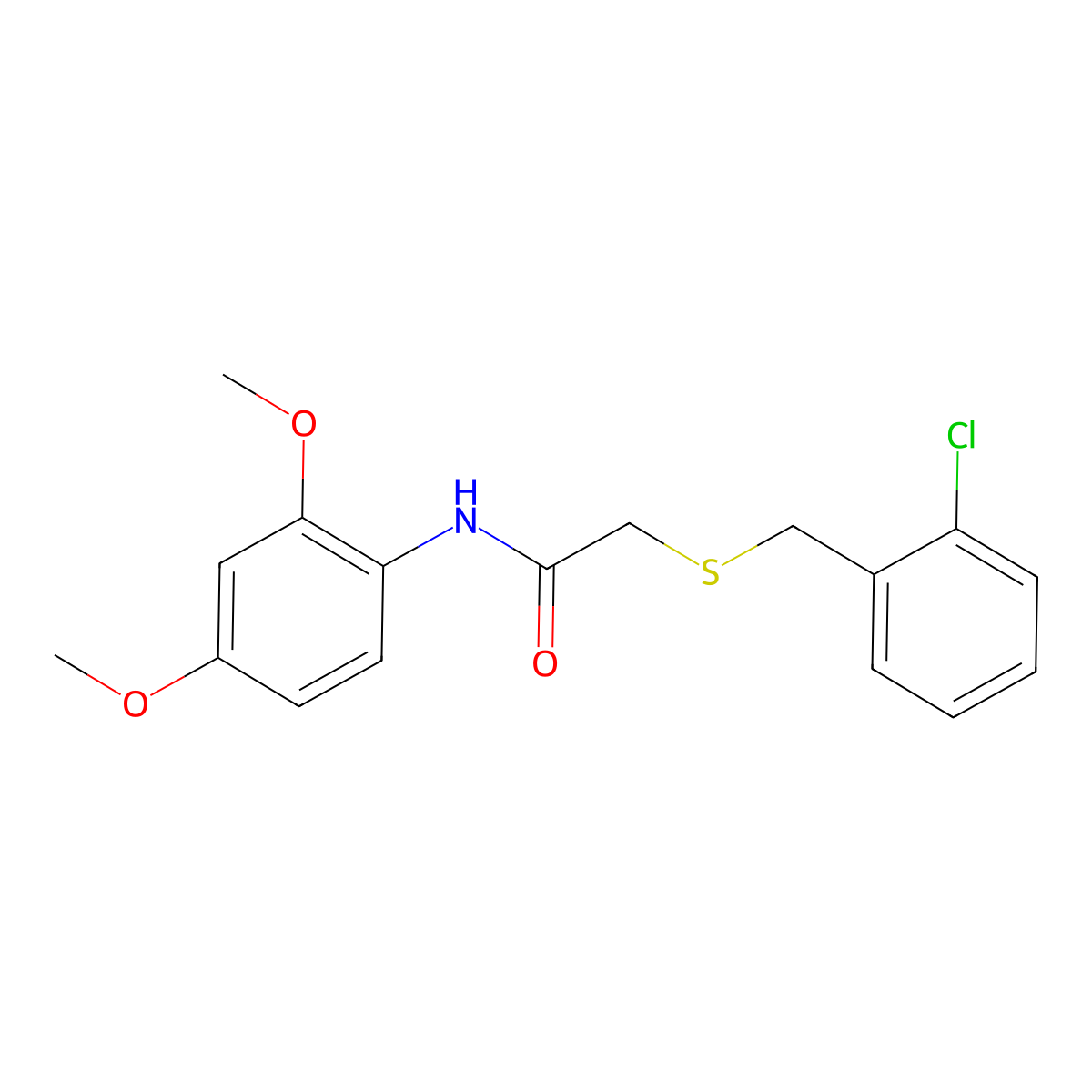 2-[(2-chlorophenyl)methylsulfanyl]-N-(2,4-dimethoxyphenyl)acetamide molecular structure, CAS 425613-02-1