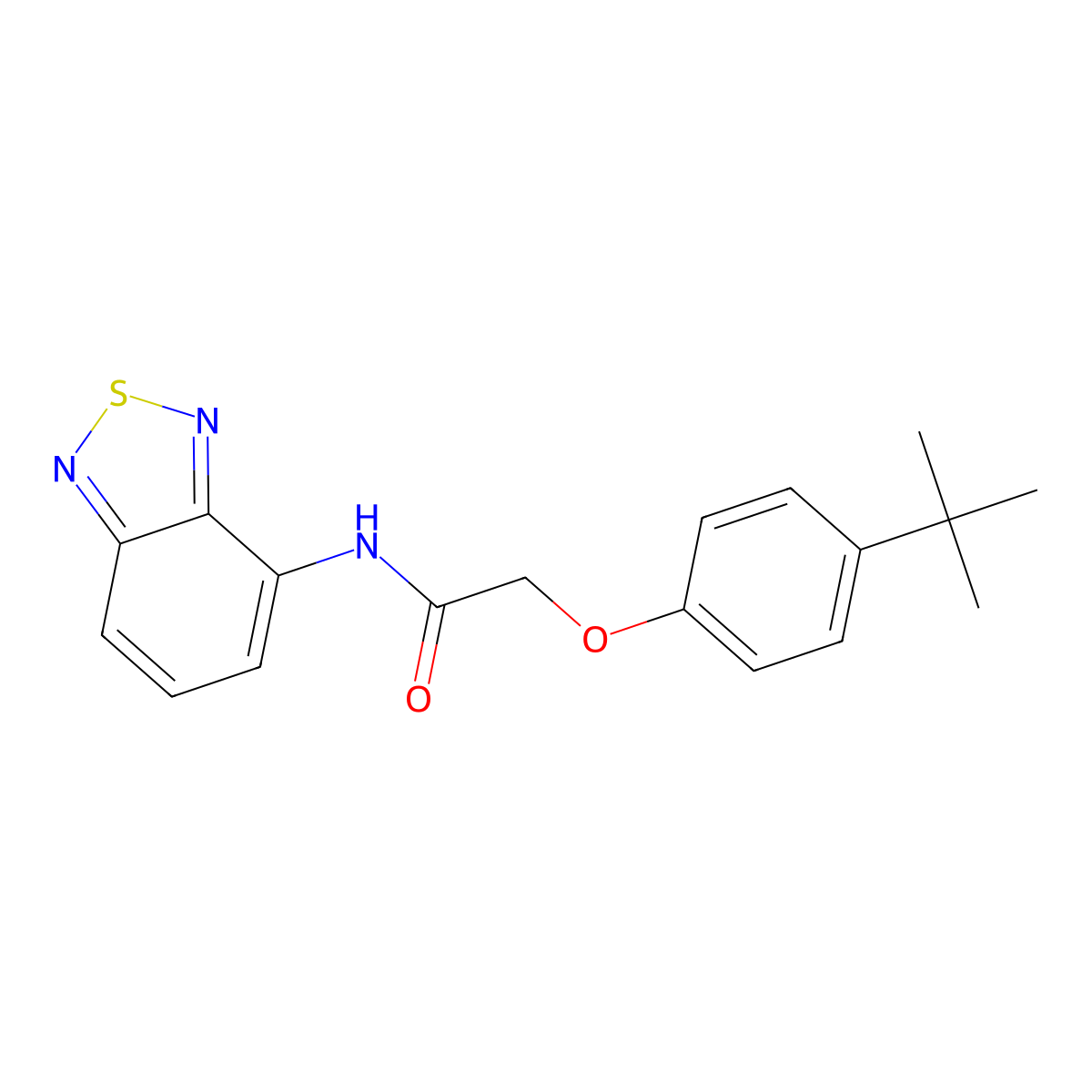 N-(2,1,3-benzothiadiazol-4-yl)-2-(4-tert-butylphenoxy)acetamide molecular structure, CAS 425613-04-3