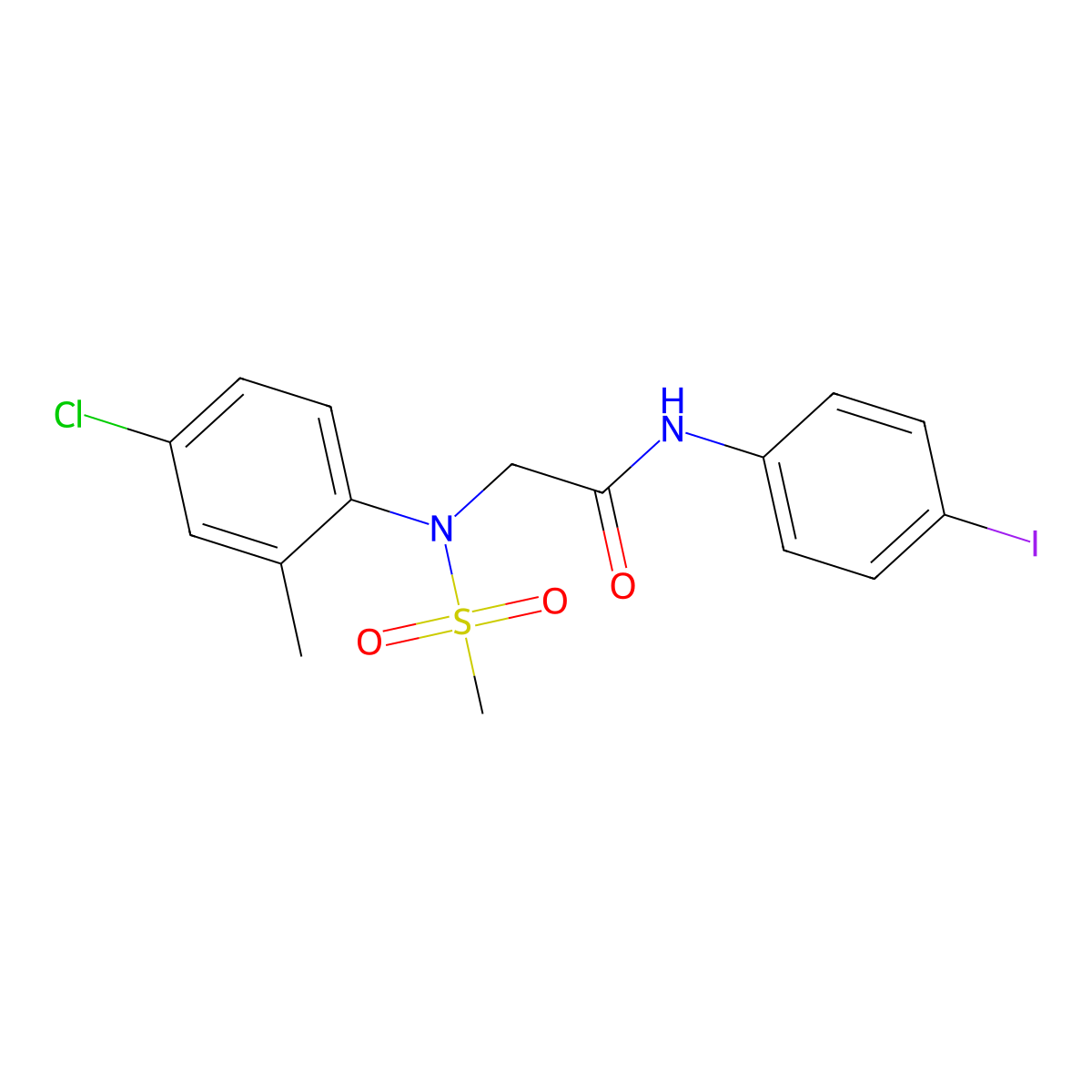 2-(4-chloro-2-methyl-N-methylsulfonylanilino)-N-(4-iodophenyl)acetamide molecular structure, CAS 425613-08-7