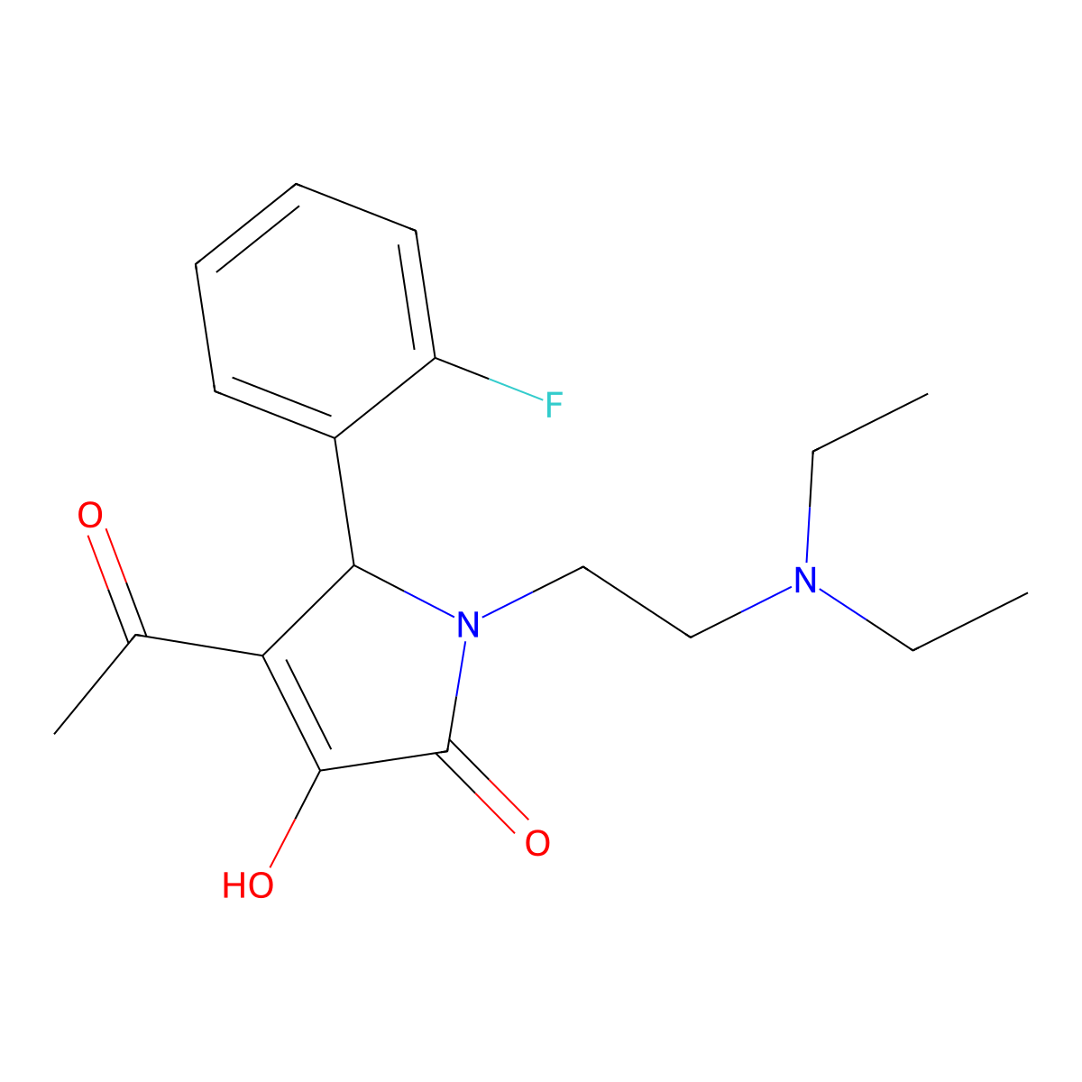 4-acetyl-1-[2-(diethylamino)ethyl]-5-(2-fluorophenyl)-3-hydroxy-1,5-dihydro-2H-pyrrol-2-one molecular structure, CAS 425613-11-2