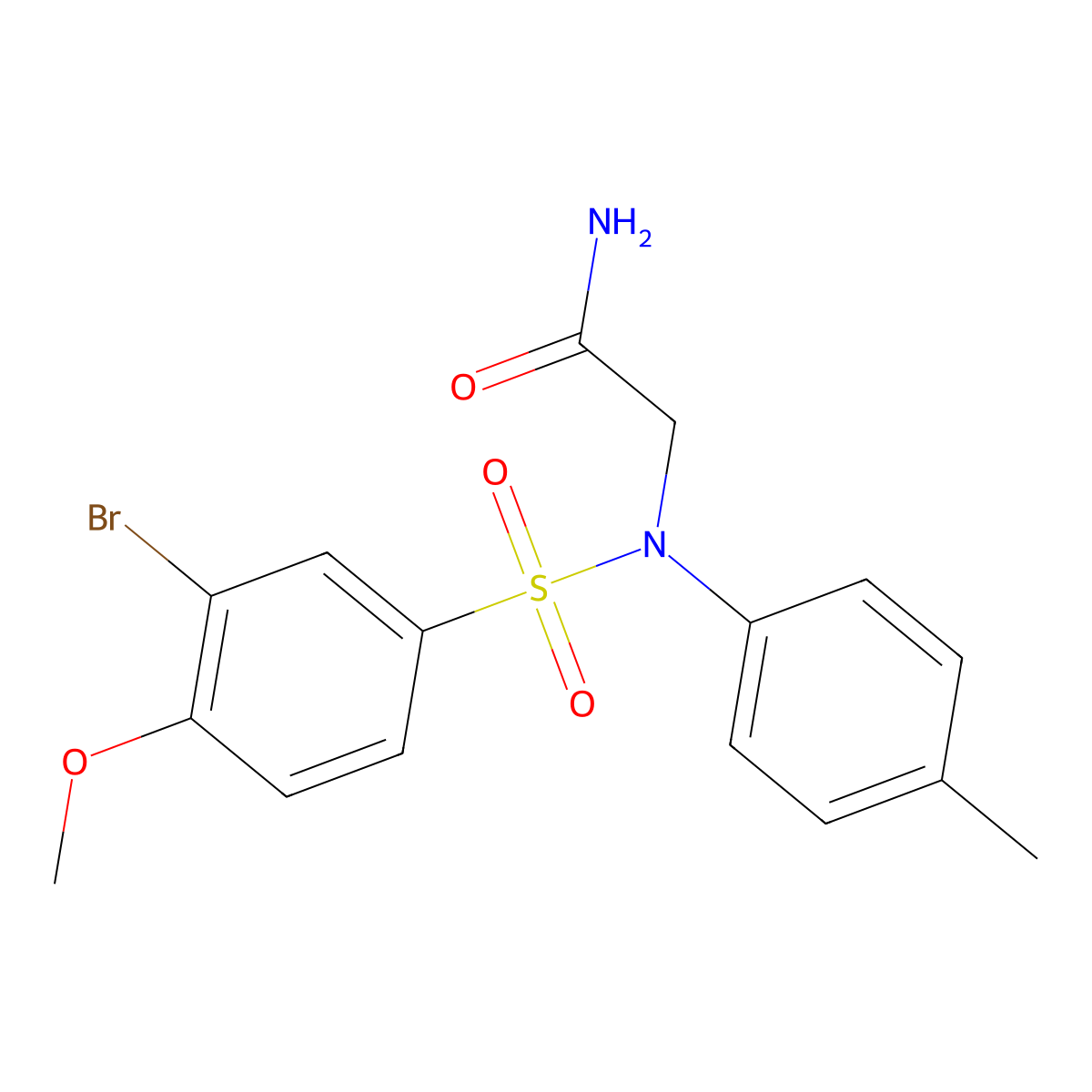 2-{[(3-Bromo-4-methoxyphenyl)sulfonyl](4-methylphenyl)amino}acetamide molecular structure, CAS 425613-12-3