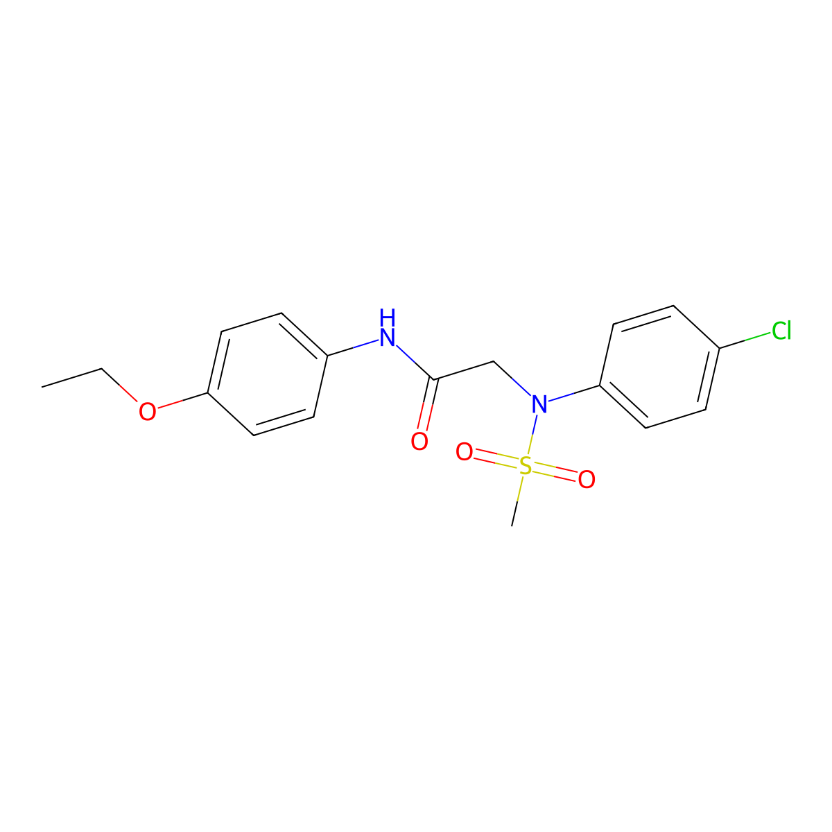 2-(4-chloro-N-methylsulfonylanilino)-N-(4-ethoxyphenyl)acetamide molecular structure, CAS 425613-17-8