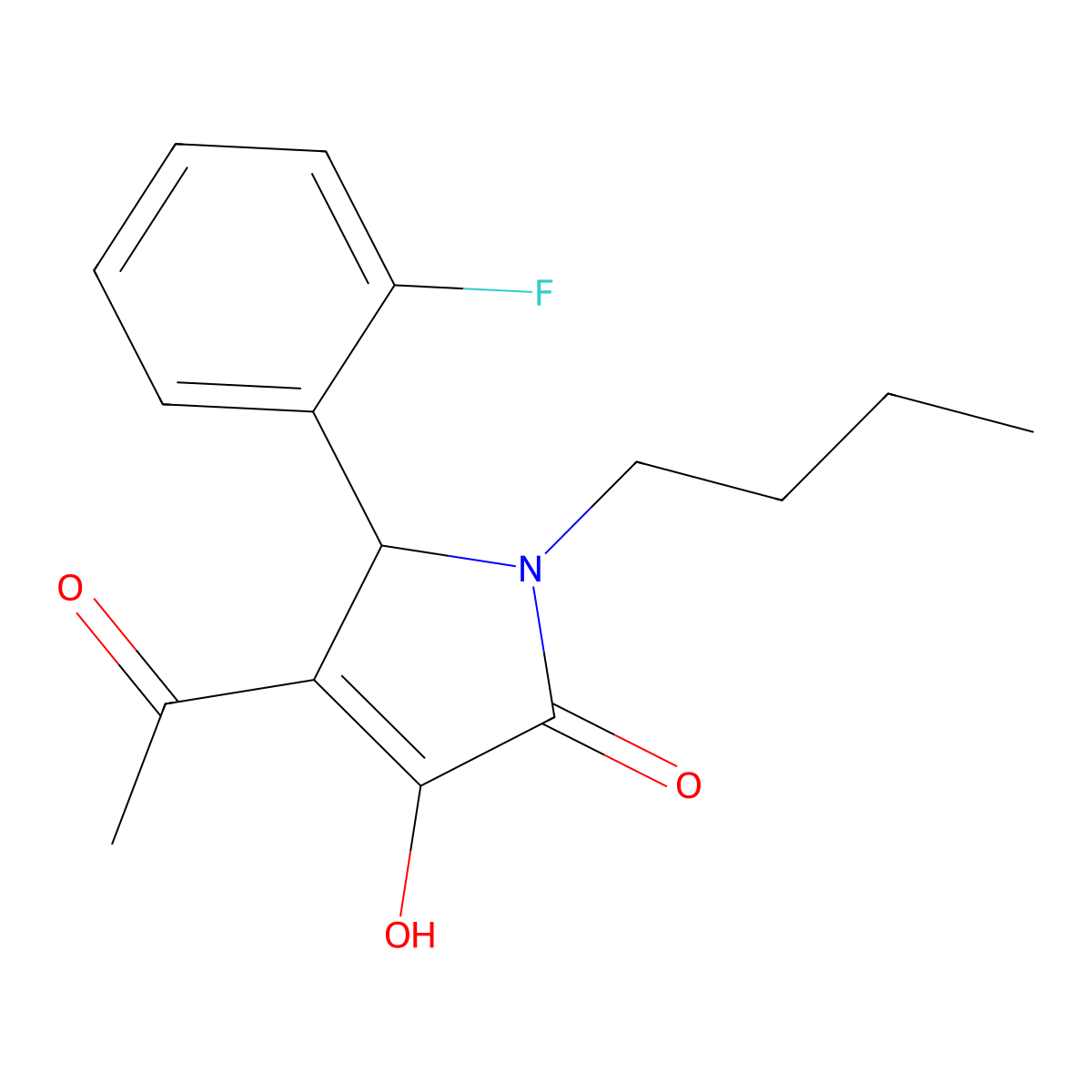 3-acetyl-1-butyl-2-(2-fluorophenyl)-4-hydroxy-2H-pyrrol-5-one molecular structure, CAS 425613-66-7