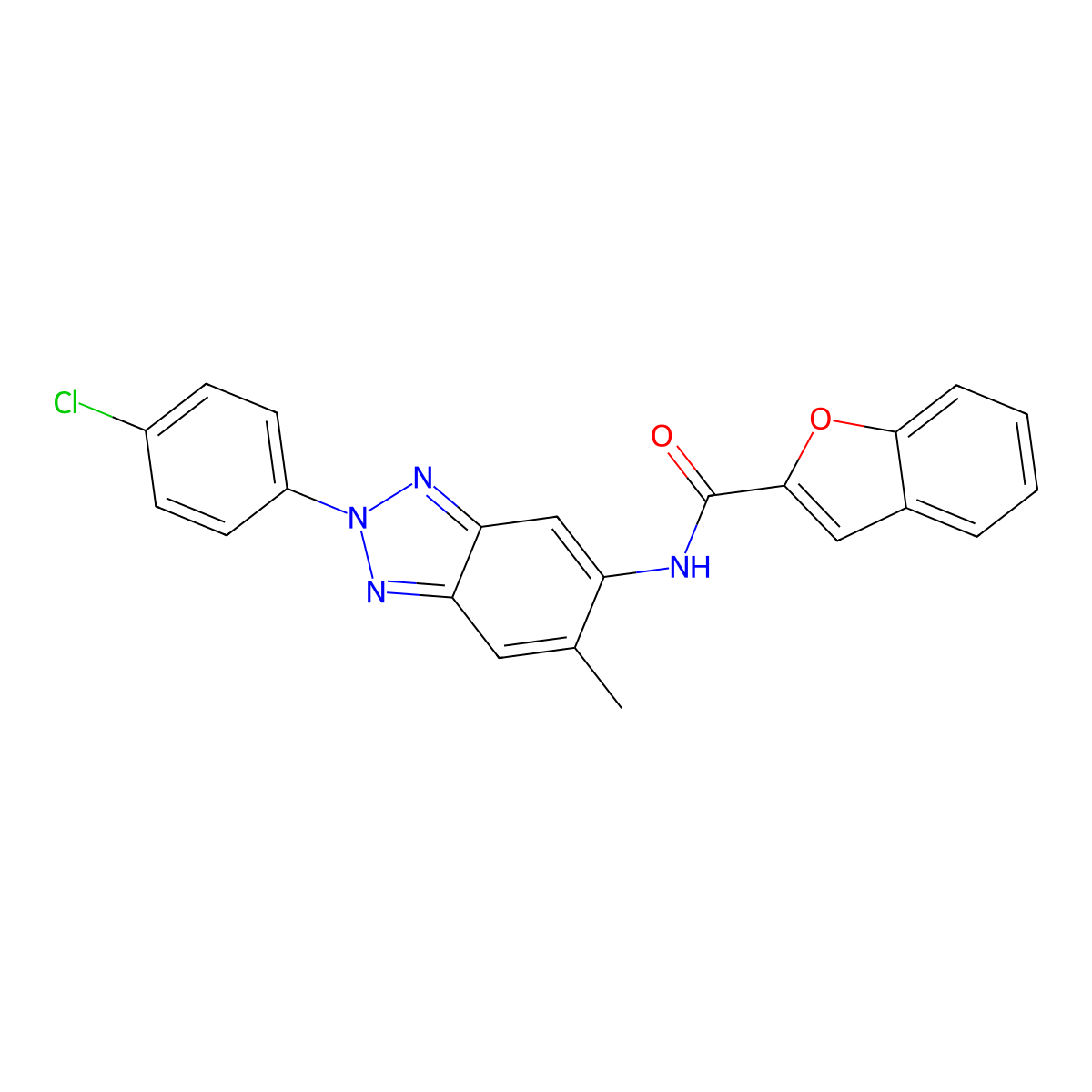 N-[2-(4-chlorophenyl)-6-methylbenzotriazol-5-yl]-1-benzofuran-2-carboxamide molecular structure, CAS 425613-71-4