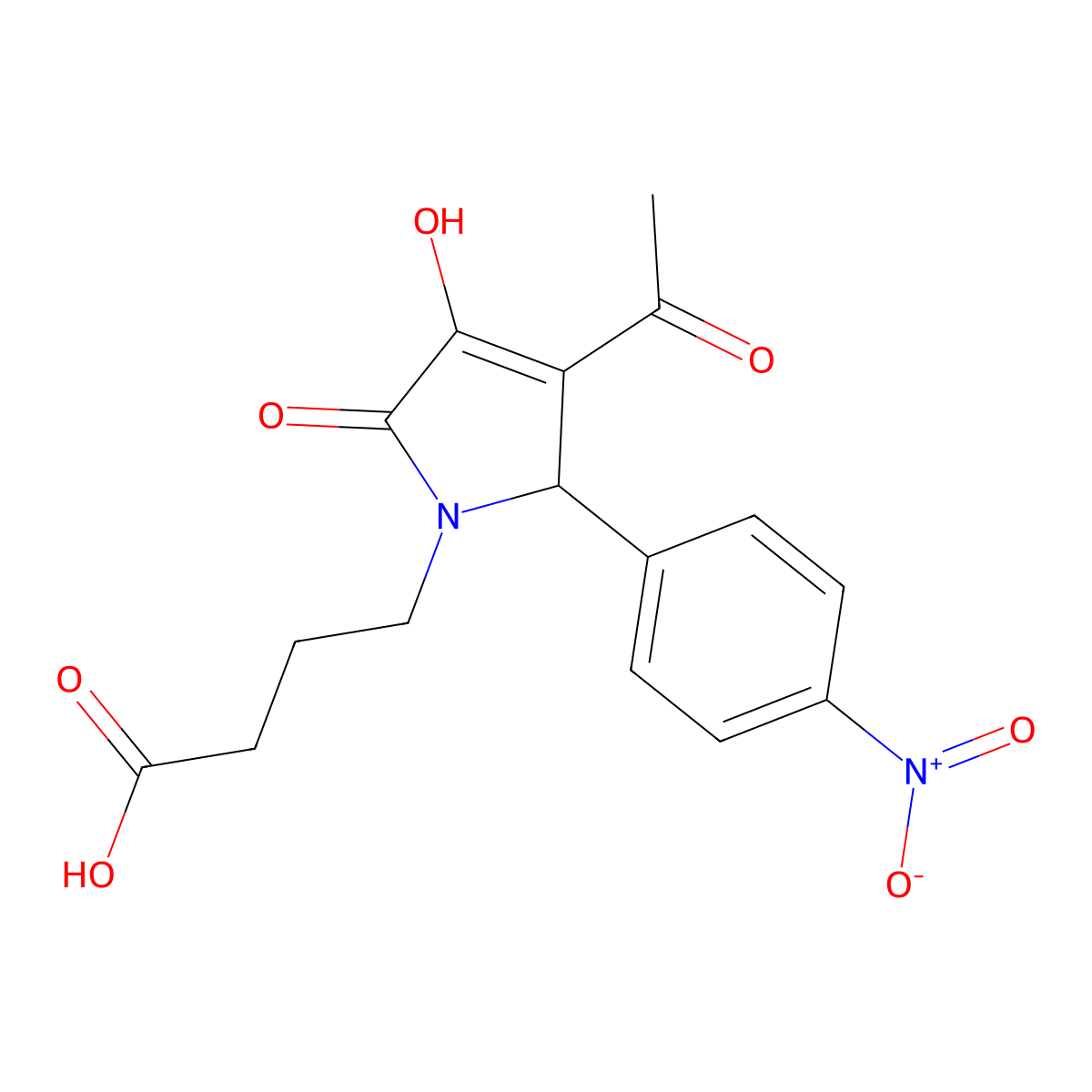 4-[3-acetyl-4-hydroxy-2-(4-nitrophenyl)-5-oxo-2H-pyrrol-1-yl]butanoic acid molecular structure, CAS 425613-73-6