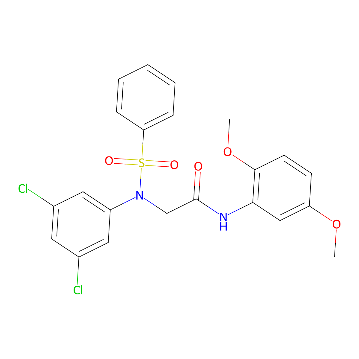 2-[N-(benzenesulfonyl)-3,5-dichloroanilino]-N-(2,5-dimethoxyphenyl)acetamide molecular structure, CAS 425613-74-7