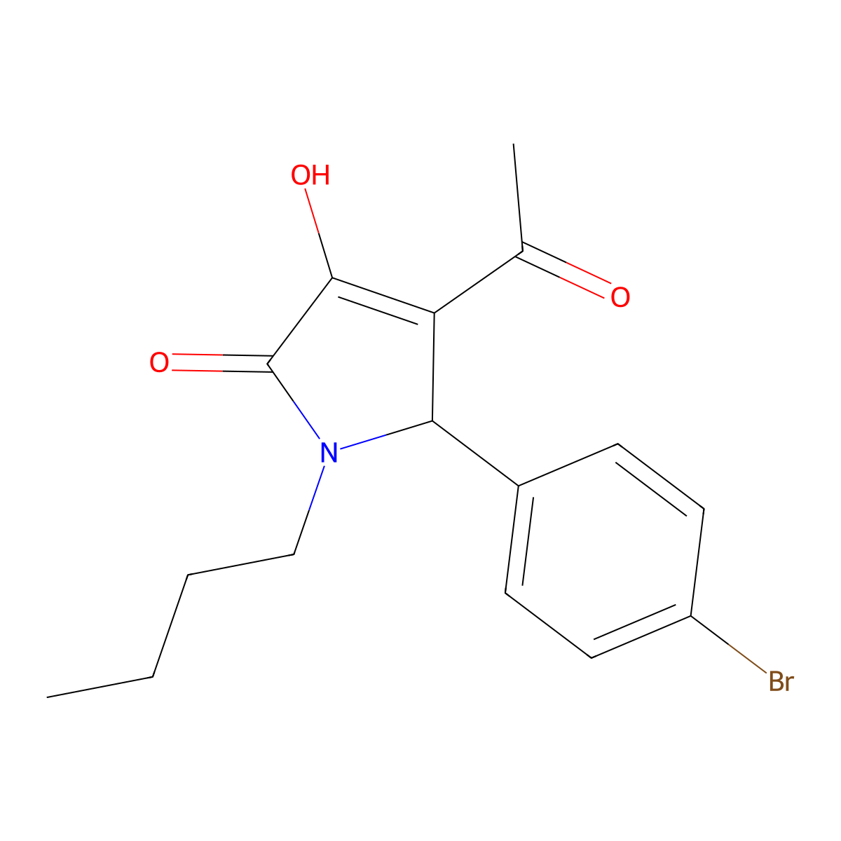 3-acetyl-2-(4-bromophenyl)-1-butyl-4-hydroxy-2H-pyrrol-5-one molecular structure, CAS 425613-84-9