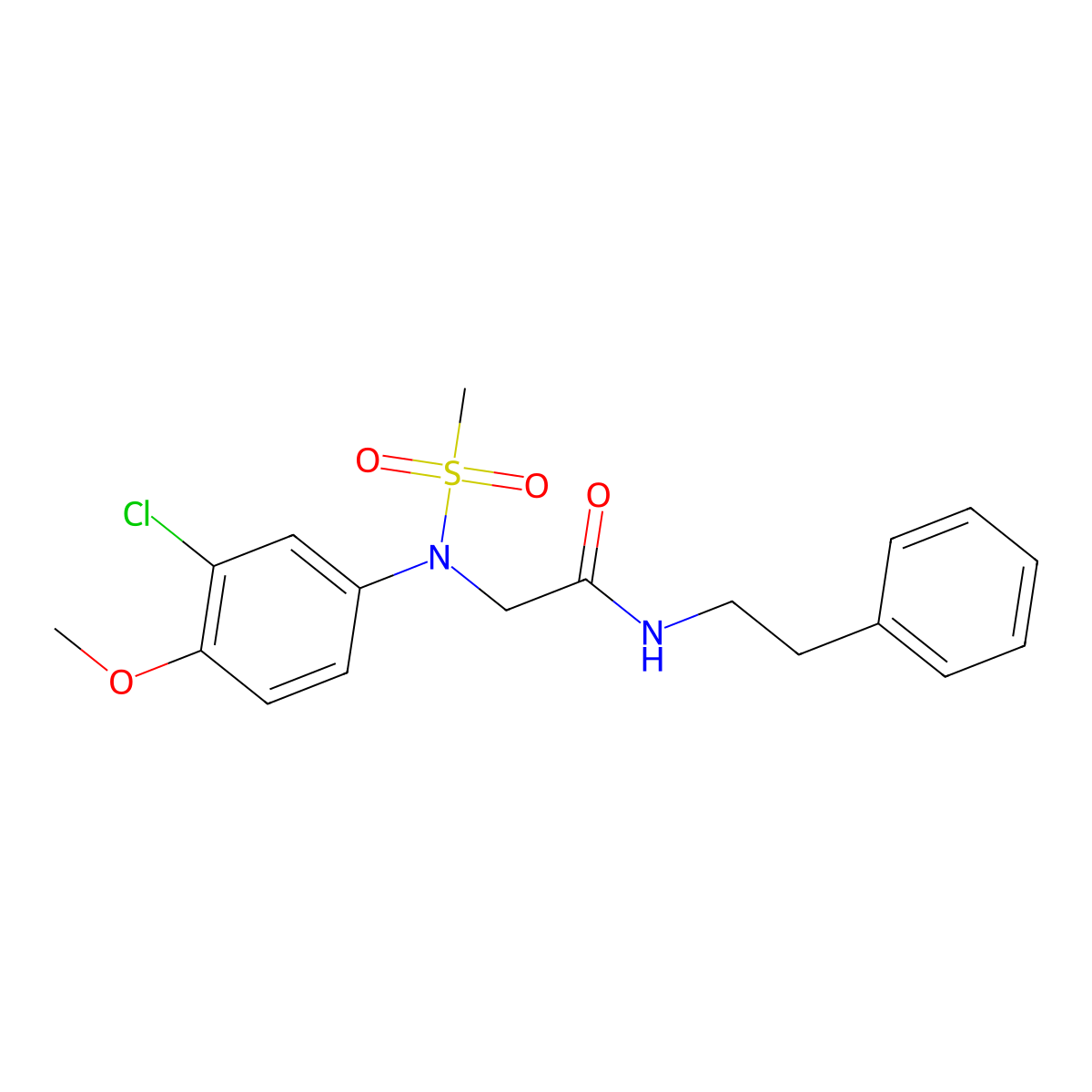 2-[3-chloro-4-methoxy(methylsulfonyl)anilino]-N-(2-phenylethyl)acetamide molecular structure, CAS 425613-91-8