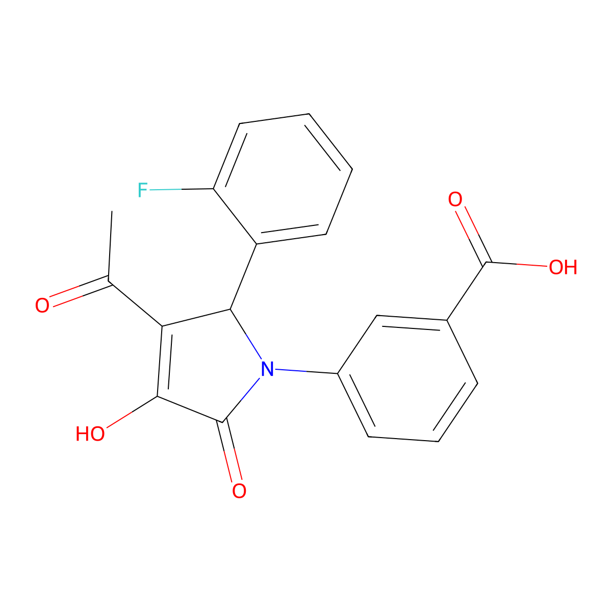 3-[3-acetyl-2-(2-fluorophenyl)-4-hydroxy-5-oxo-2H-pyrrol-1-yl]benzoic acid molecular structure, CAS 425613-94-1