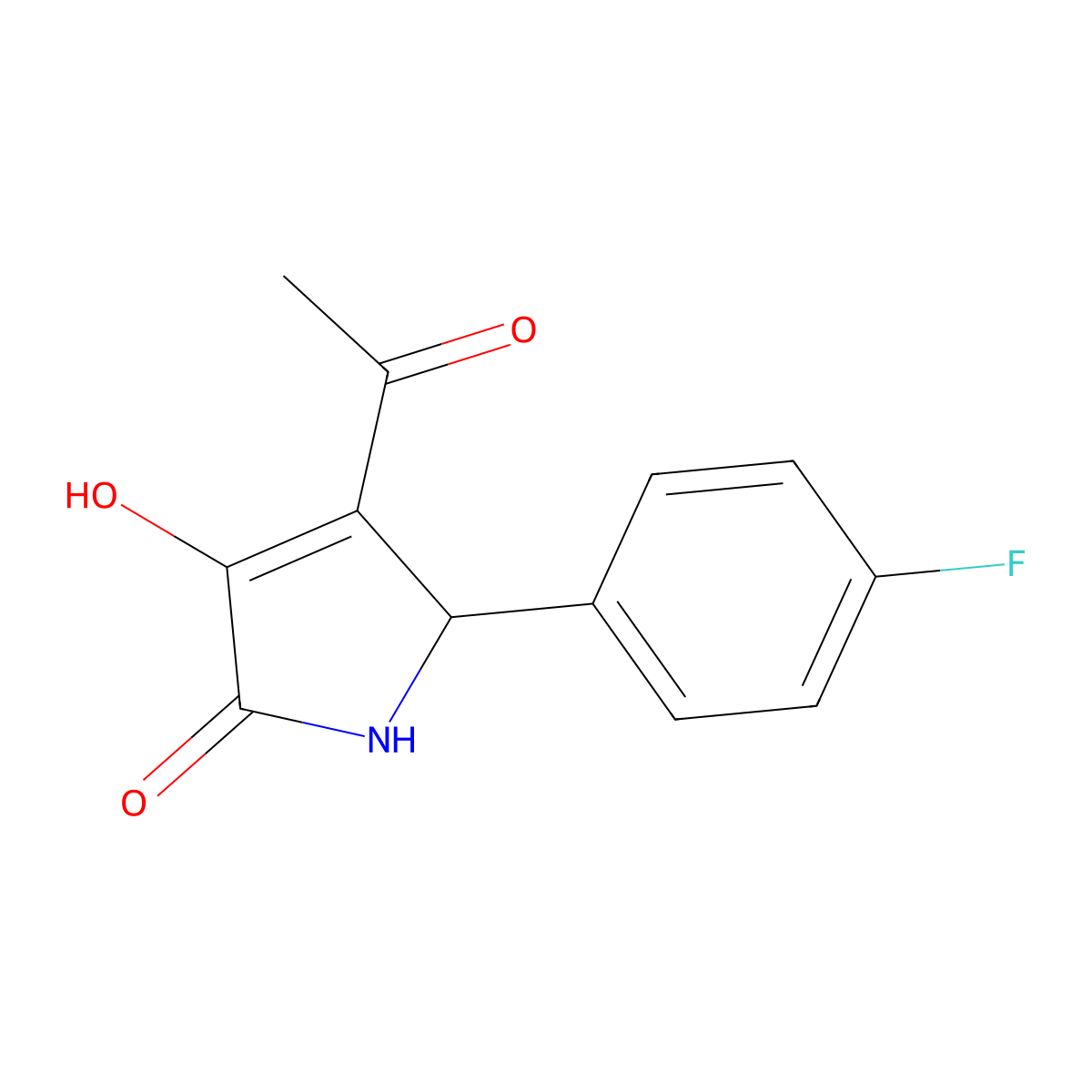 3-Acetyl-2-(4-fluorophenyl)-4-hydroxy-1,2-dihydropyrrol-5-one molecular structure, CAS 425614-04-6
