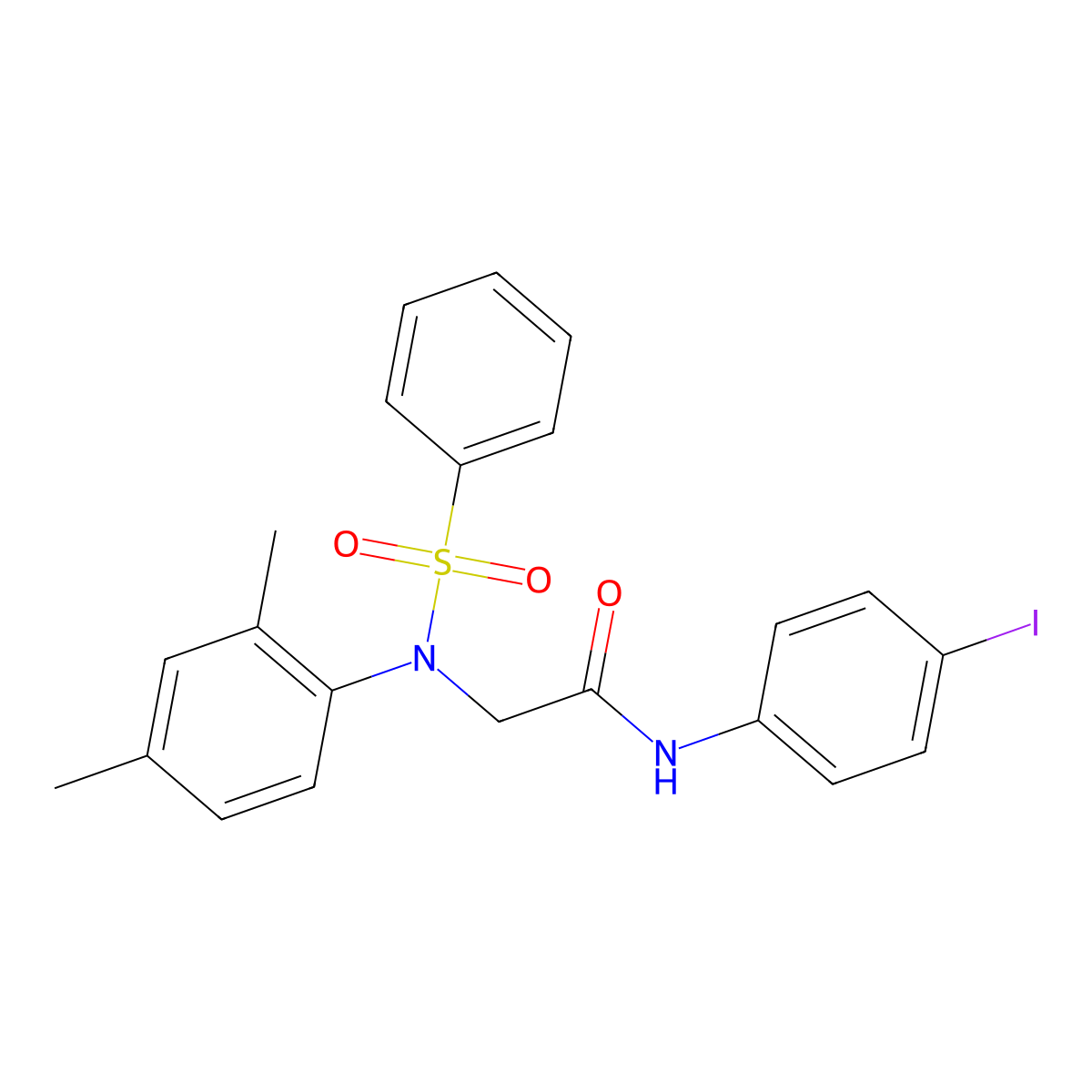 2-[N-(benzenesulfonyl)-2,4-dimethylanilino]-N-(4-iodophenyl)acetamide molecular structure, CAS 425614-10-4