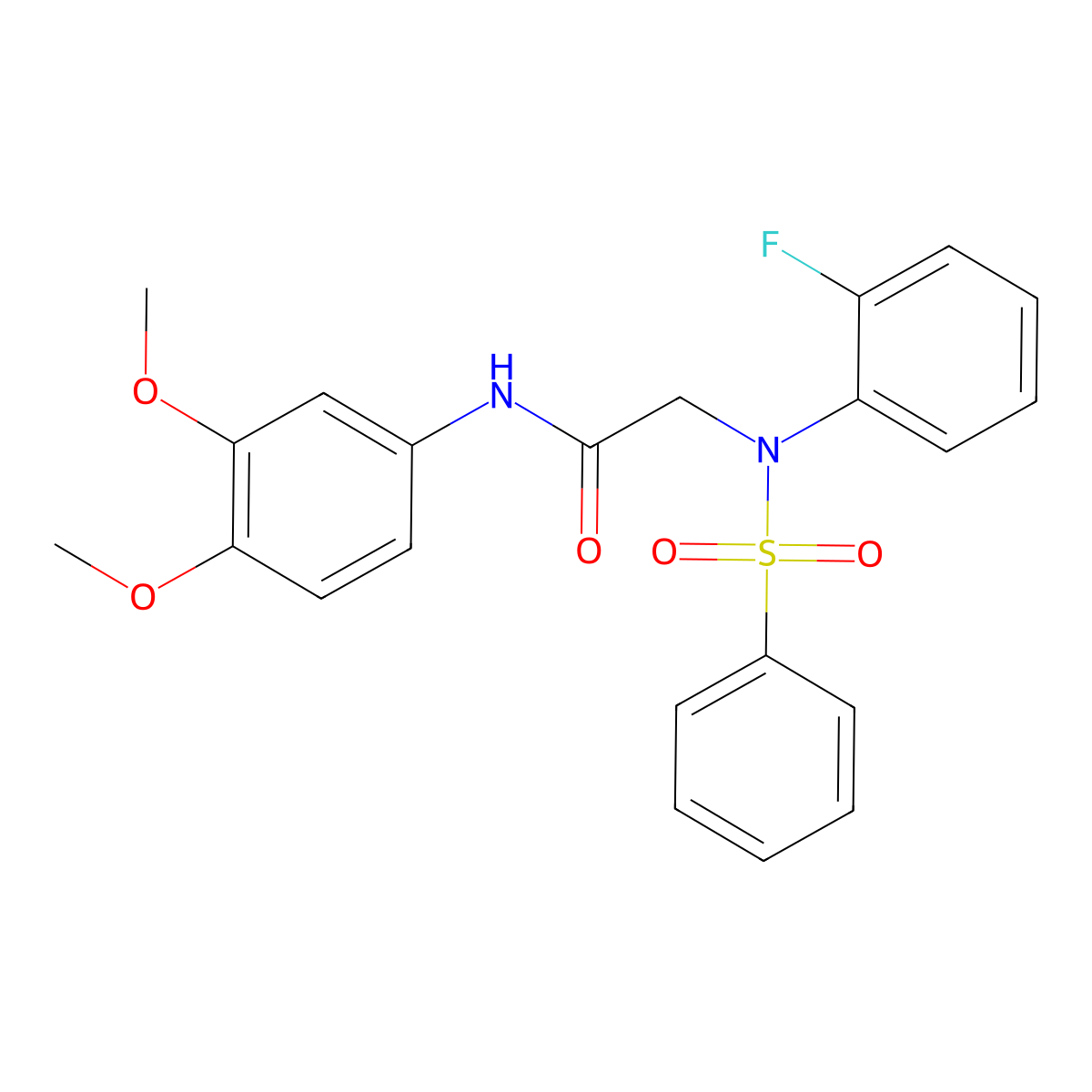 2-[N-(benzenesulfonyl)-2-fluoroanilino]-N-(3,4-dimethoxyphenyl)acetamide molecular structure, CAS 425614-12-6