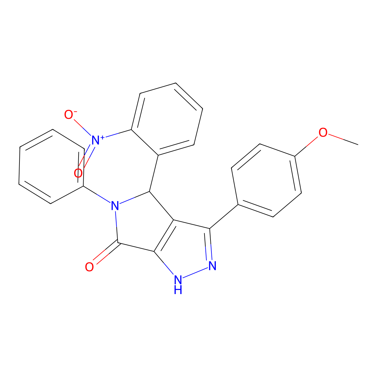 3-(4-Methoxyphenyl)-4-(2-nitrophenyl)-5-phenyl-1,4-dihydropyrrolo[3,4-c]pyrazol-6-one molecular structure, CAS 425614-14-8